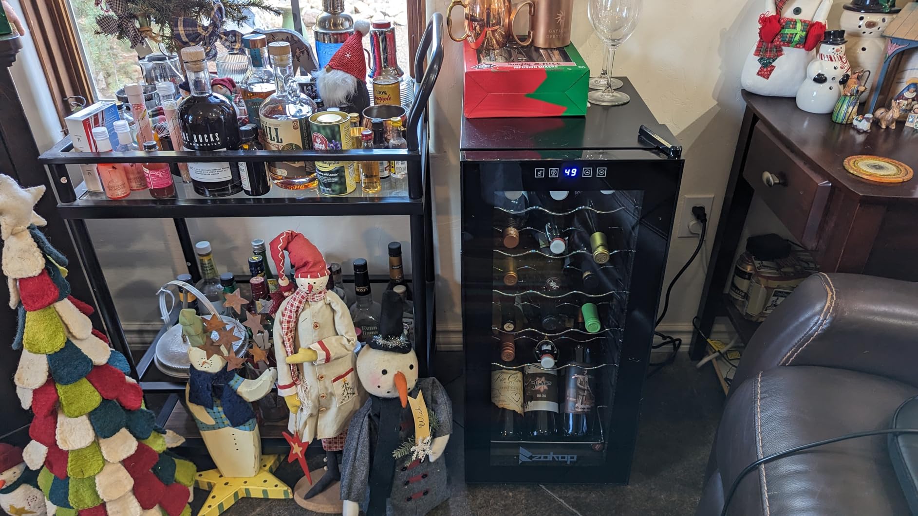 ROVSUN 33 Bottle Wine Fridge, Dual Zone Wine and Beverage Refrigerator with Independent Temp & LED Control Panel, Freestanding Wine Cooler Chiller for Red White Wine, Champagne, Beer - Customer Photo 2