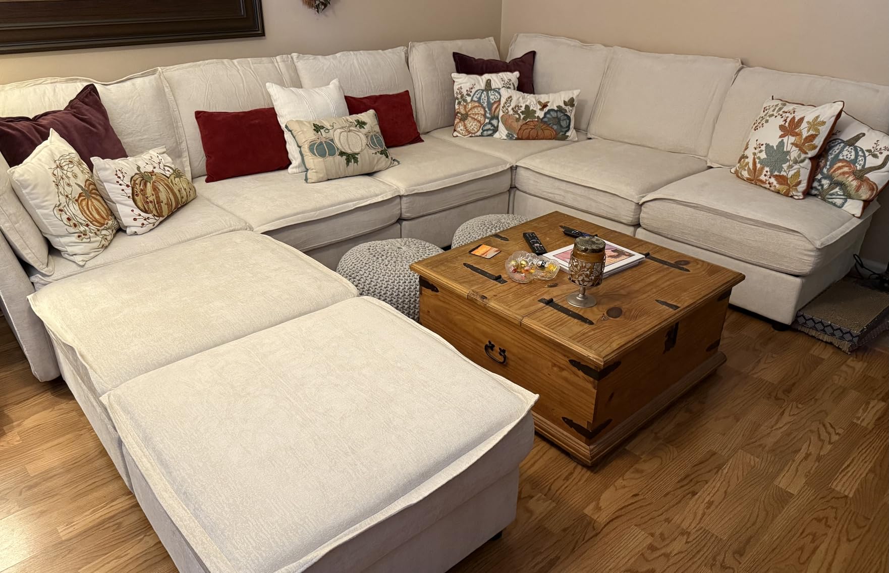 HULALA HOME Modular Sectional Sofa, Oversized 8 Seat U Shaped Couch with Storage Ottoman, Comfy Chenille Sofa with Deep Seat, Convertible Sectional Couches for Living Room, Beige - Customer Photo 2