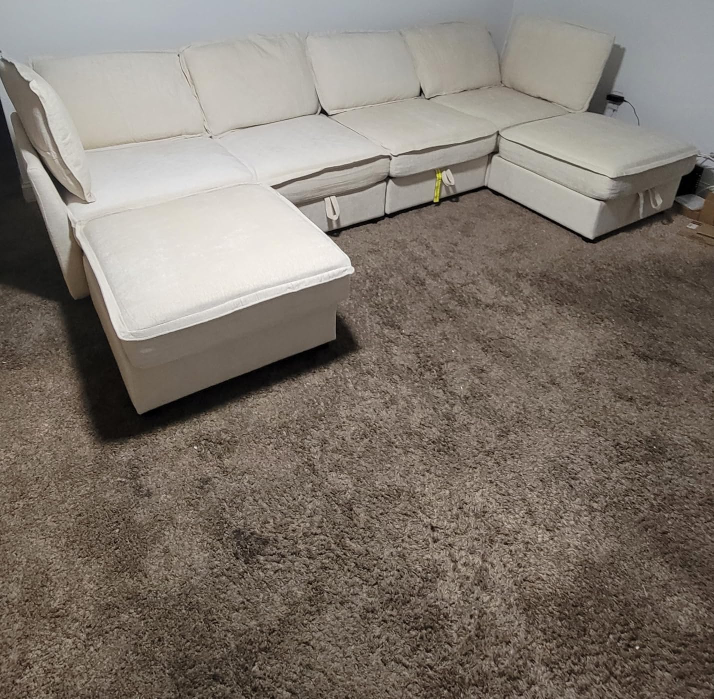 HULALA HOME Modular Sectional Sofa, Oversized 8 Seat U Shaped Couch with Storage Ottoman, Comfy Chenille Sofa with Deep Seat, Convertible Sectional Couches for Living Room, Beige - Customer Photo 4
