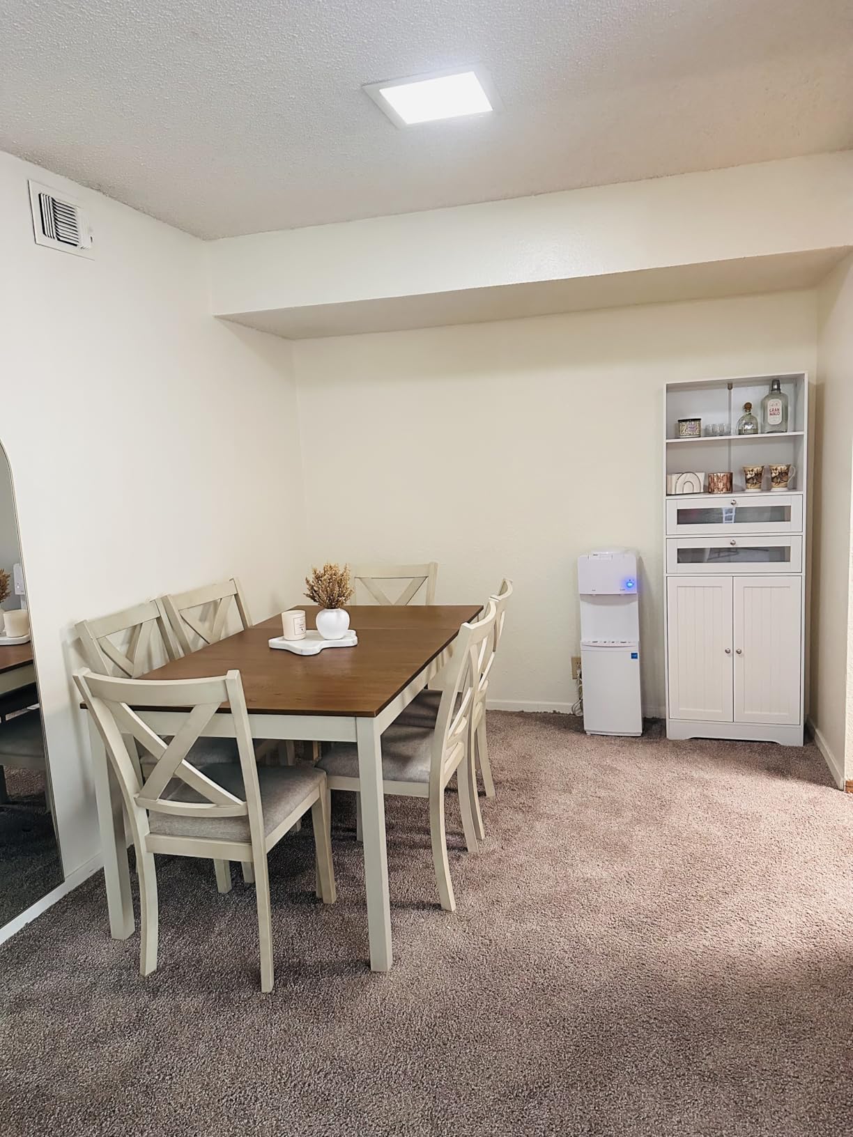 AMERLIFE 7-Piece Farmhouse Solid Wood Dining Table Set with 6 Upholstered Chairs, 60