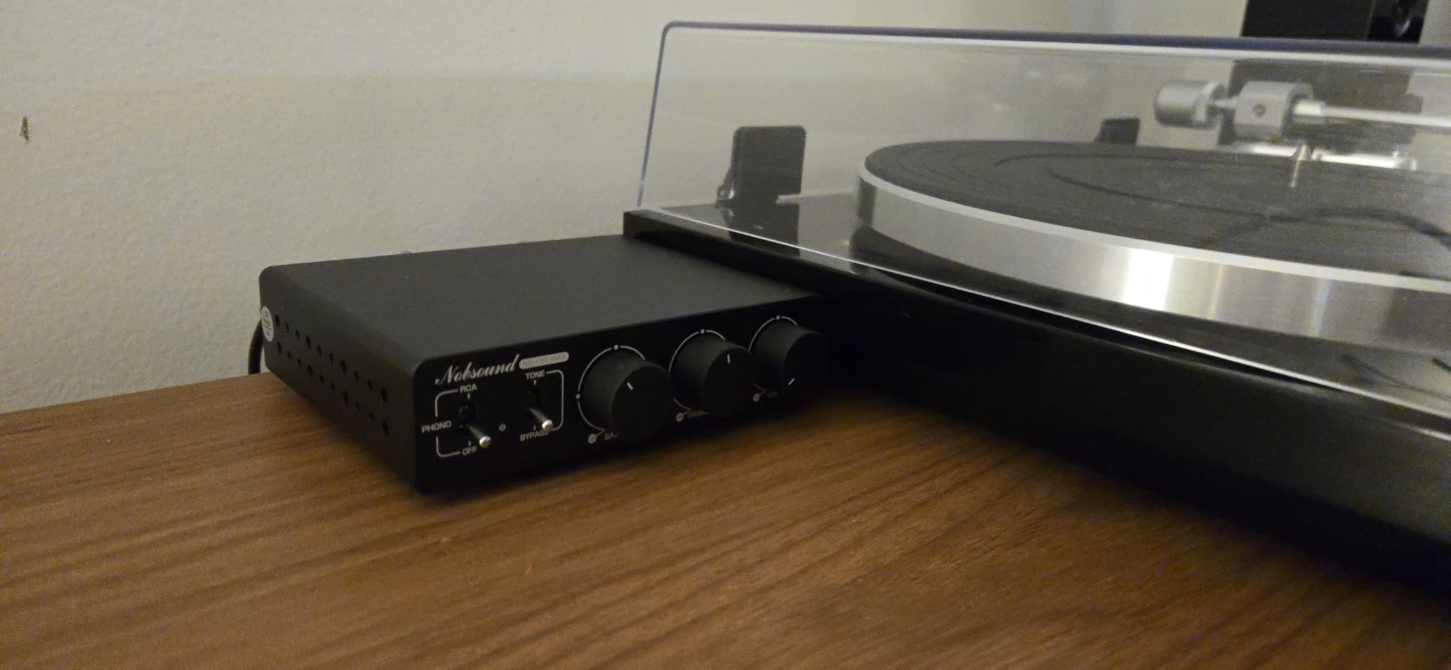 Nobsound 300Wx2 Stereo Amplifier with Phono Input - HiFi Class D Mini Power Amp for Home Theater, Turntables, Studio Monitor | TPA3255 Chip, RCA/MM Inputs, Bass/Treble Control (NS-13G MAX DC 48V) - Customer Photo 1