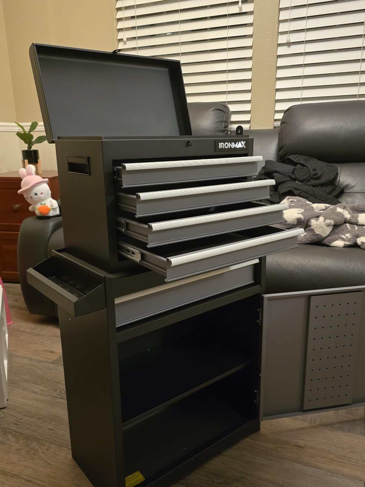 Goplus Tool Chest, 5 Drawers Rolling Tool Cabinet with Detachable Top Toolbox, Universal Lockable Wheels, Lock Bar, Protective Liner & Tool Rack, Metal Tool Storage Cart, Tool Box for Garage Workshop - Customer Photo 2