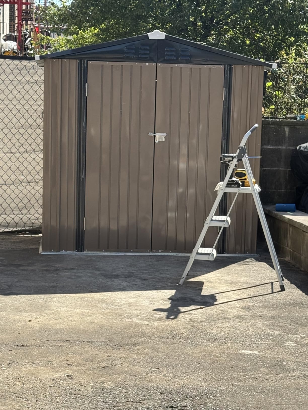 AECOJOY Shed 12' x 14' Storage Shed, Outdoor Metal Storage Sheds & Outdoor Storage 14x12 with Lockable Doors, Large Steel Yard Shed, Utility Tool Storage for Garden, Patio, Outside use in Dark Grey - Customer Photo 1