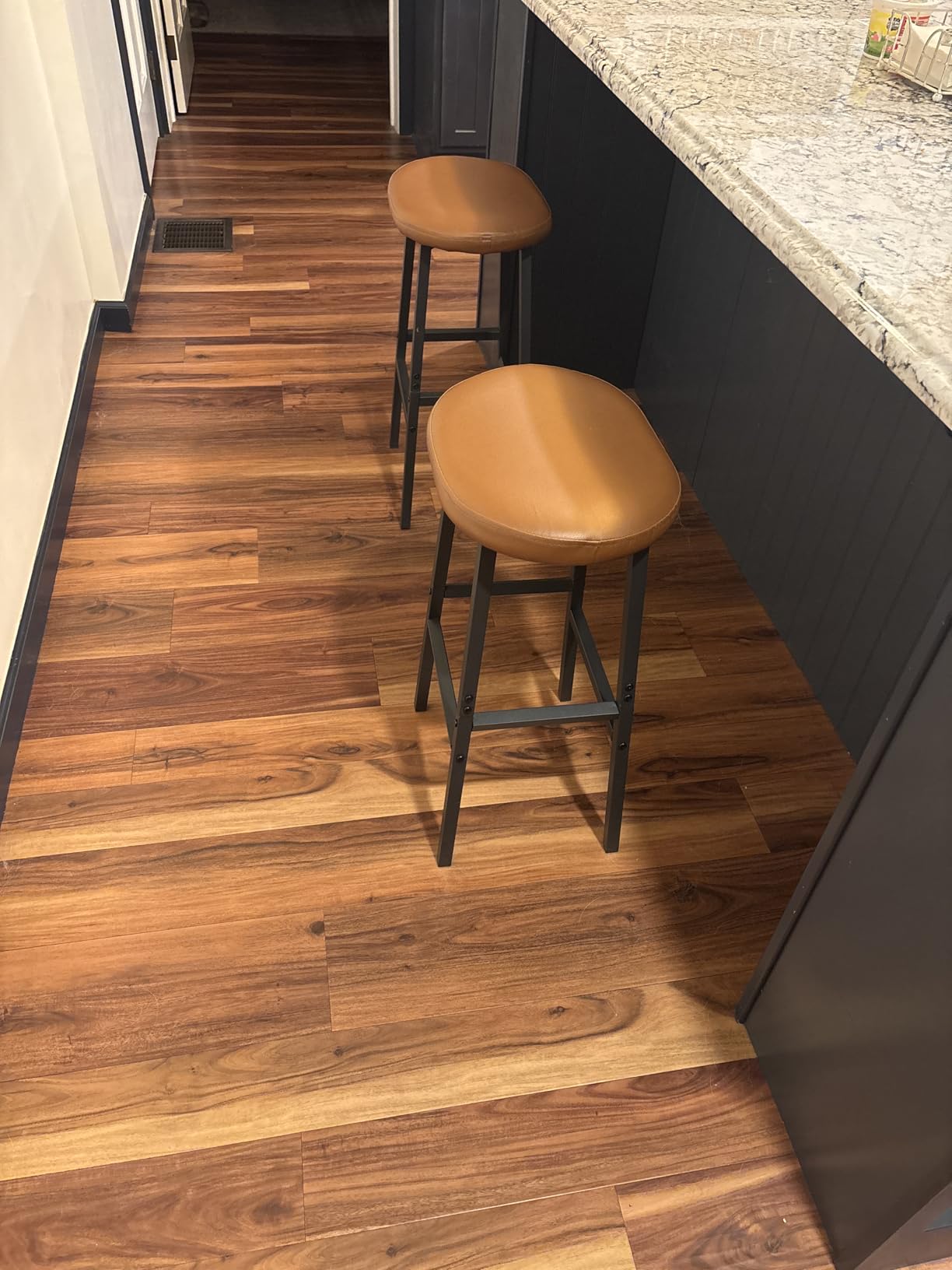 YATINEY Bar Stools Set of 2, Bar Chairs, Saddle Stools with Curved Surface, Counter Height Kitchen Stools with Footrests, for Dining Room, Island, Living Room, Pub, Black - Customer Photo 1