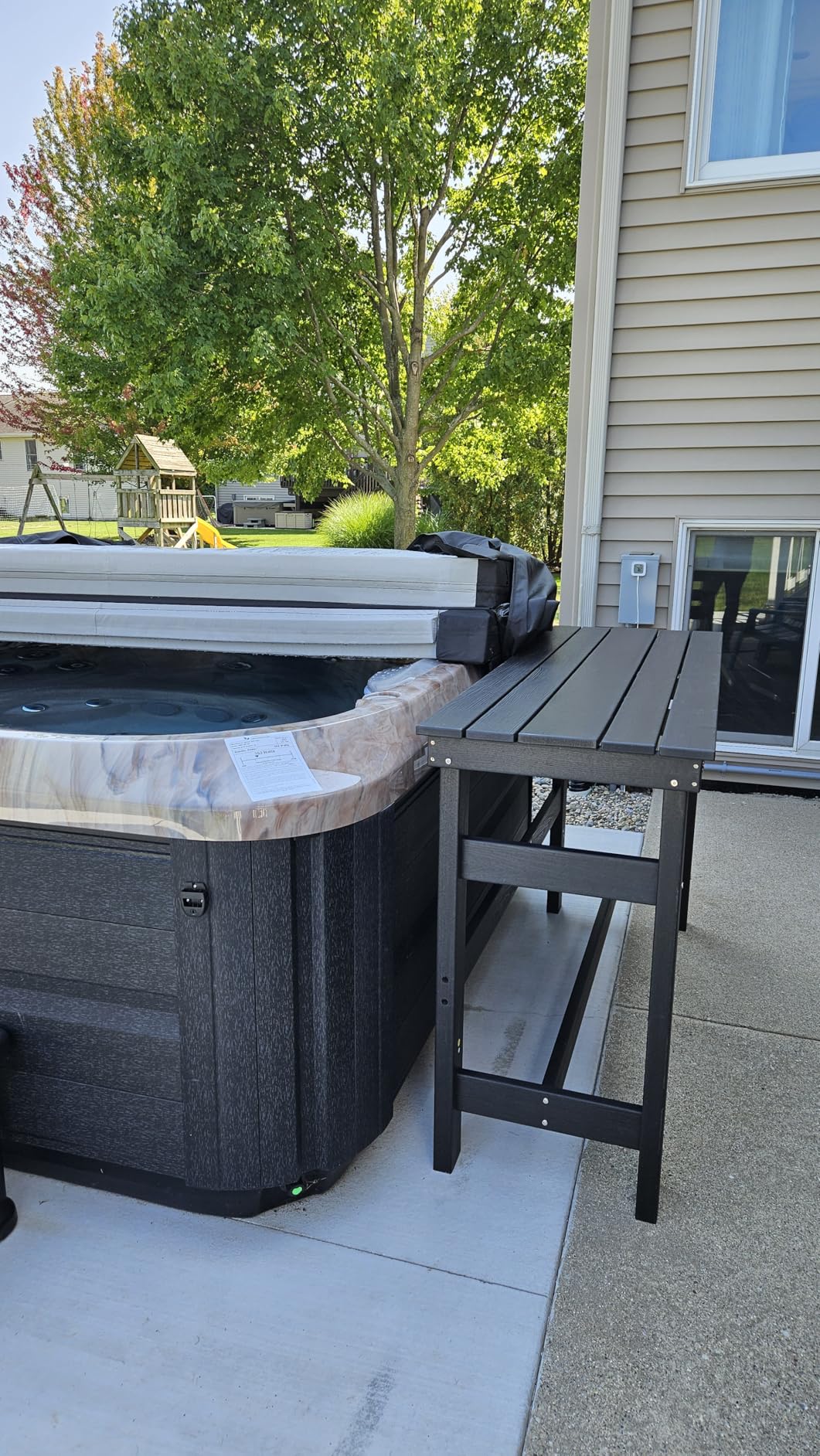 SERWALL Outdoor Bar Table and Chairs Set, Adirondack Bar Chairs Set of 2 and Bar Height Table, All Weather HDPE Outdoor Patio Bar Set, Outdoor Furniture for Outside, Poolside, Backyard, Garden, Grey - Customer Photo 2