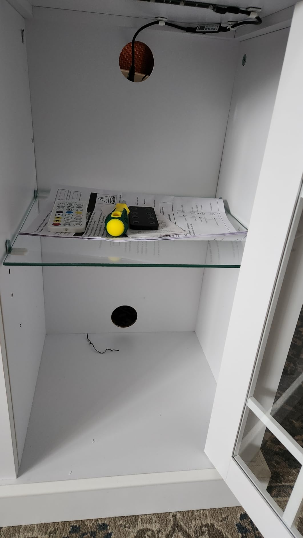 Rolanstar Fireplace TV Stand with Led and Power Outlets, White Entertainment Center with 26