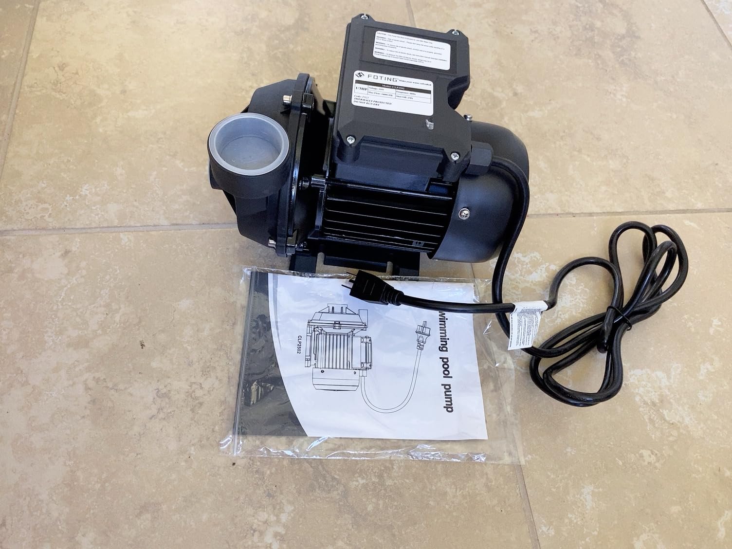 FOTING In/Above Ground Pool Pump, Self Primming Pool Pump 1.5 inch & 2 inch NPT Inlet Connectors, 2HP 3170/7000GPH Dual Speed 115V - Customer Photo 2