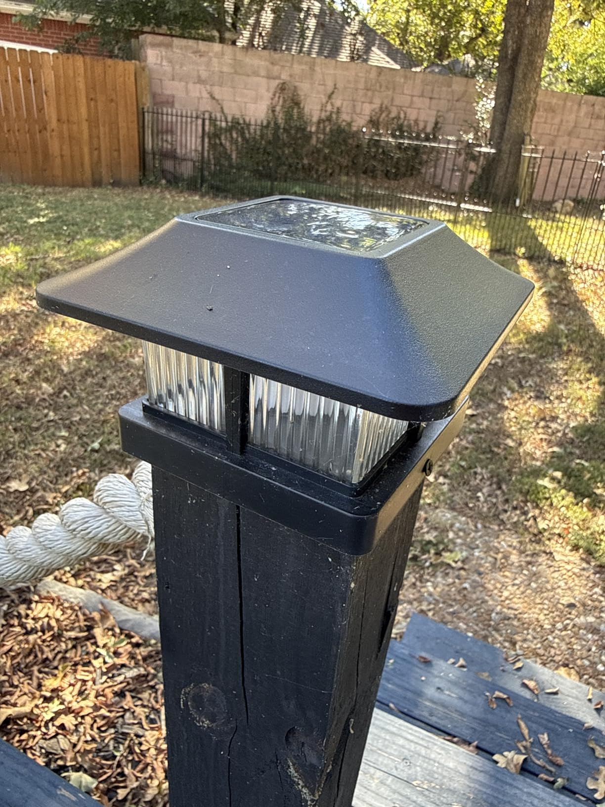 Dynaming Solar Flame Post Cap Lights Outdoor, Solar Powered Fence Post Light, Flickering Flame LED Lantern Lamps Waterproof for Garden Deck Patio, Fit 4x4 Wooden/Vinyl Posts, 8 Pack - Customer Photo 1