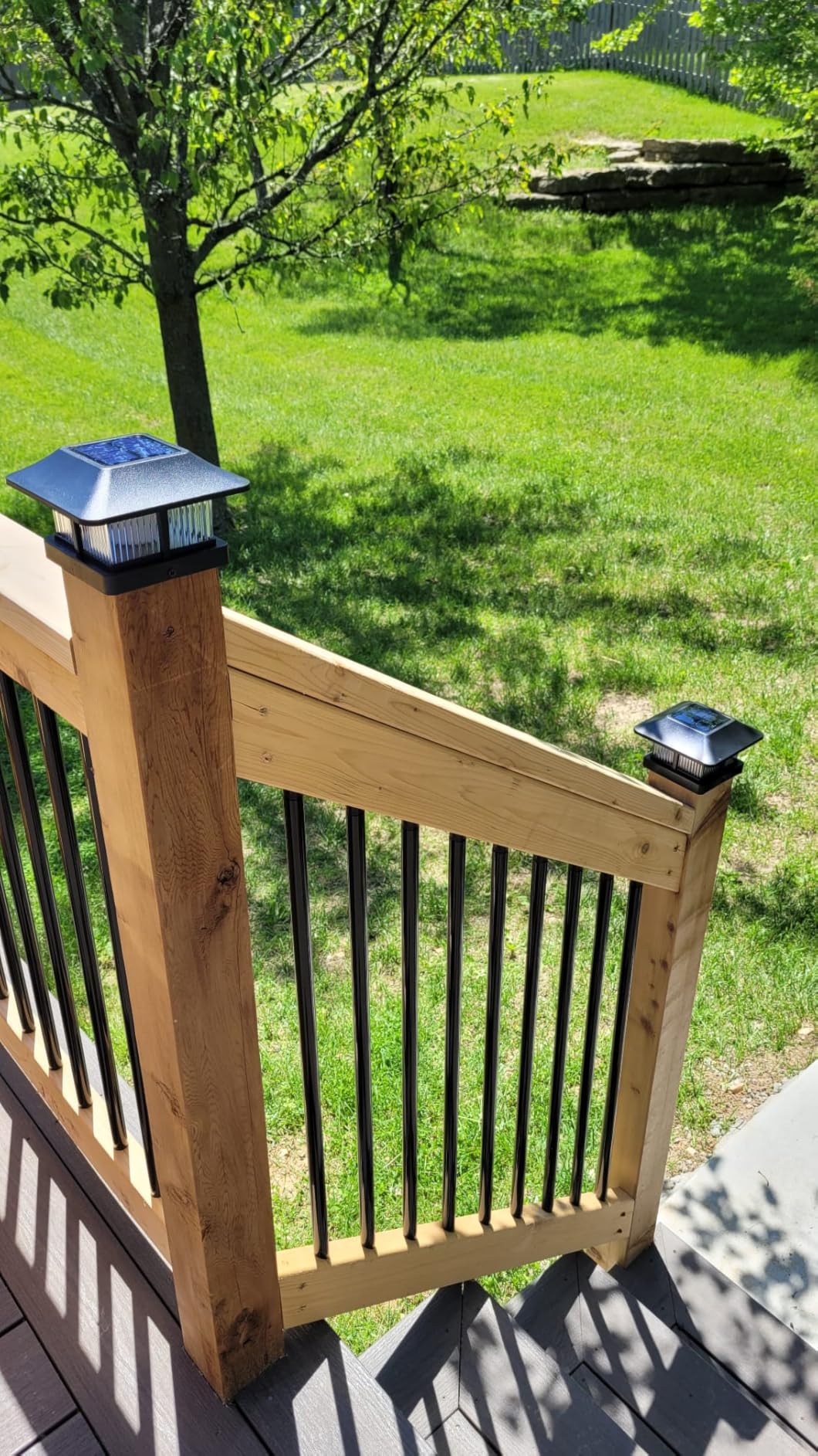 Dynaming Solar Flame Post Cap Lights Outdoor, Solar Powered Fence Post Light, Flickering Flame LED Lantern Lamps Waterproof for Garden Deck Patio, Fit 4x4 Wooden/Vinyl Posts, 8 Pack - Customer Photo 2