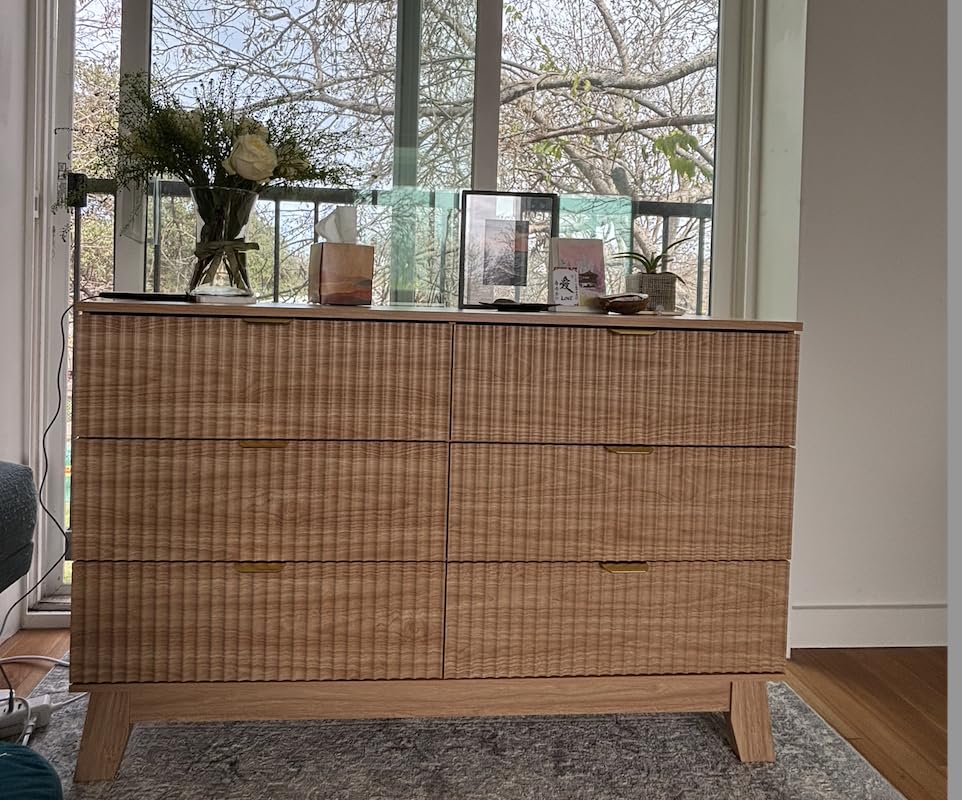 Fluted Dresser for Bedroom with 6 Drawers, 48