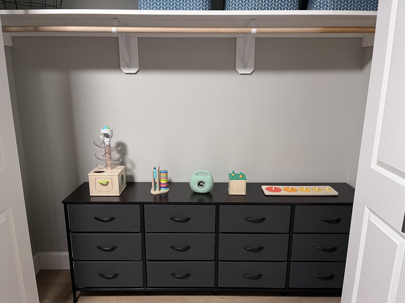 Huuger 70 Inch Dresser for Bedroom, TV Stand for 65, 75, 80 Inch TV, 12 Fabric Drawer Long Dresser, Large Entertainment Center for Bedroom, Wide Chest of Drawer with Storage, Rustic Brown - Customer Photo 1