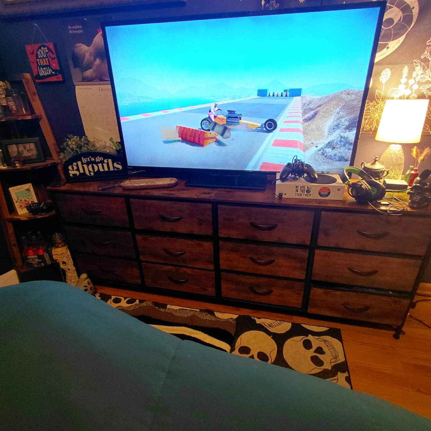 Huuger 70 Inch Dresser for Bedroom, TV Stand for 65, 75, 80 Inch TV, 12 Fabric Drawer Long Dresser, Large Entertainment Center for Bedroom, Wide Chest of Drawer with Storage, Rustic Brown - Customer Photo 2