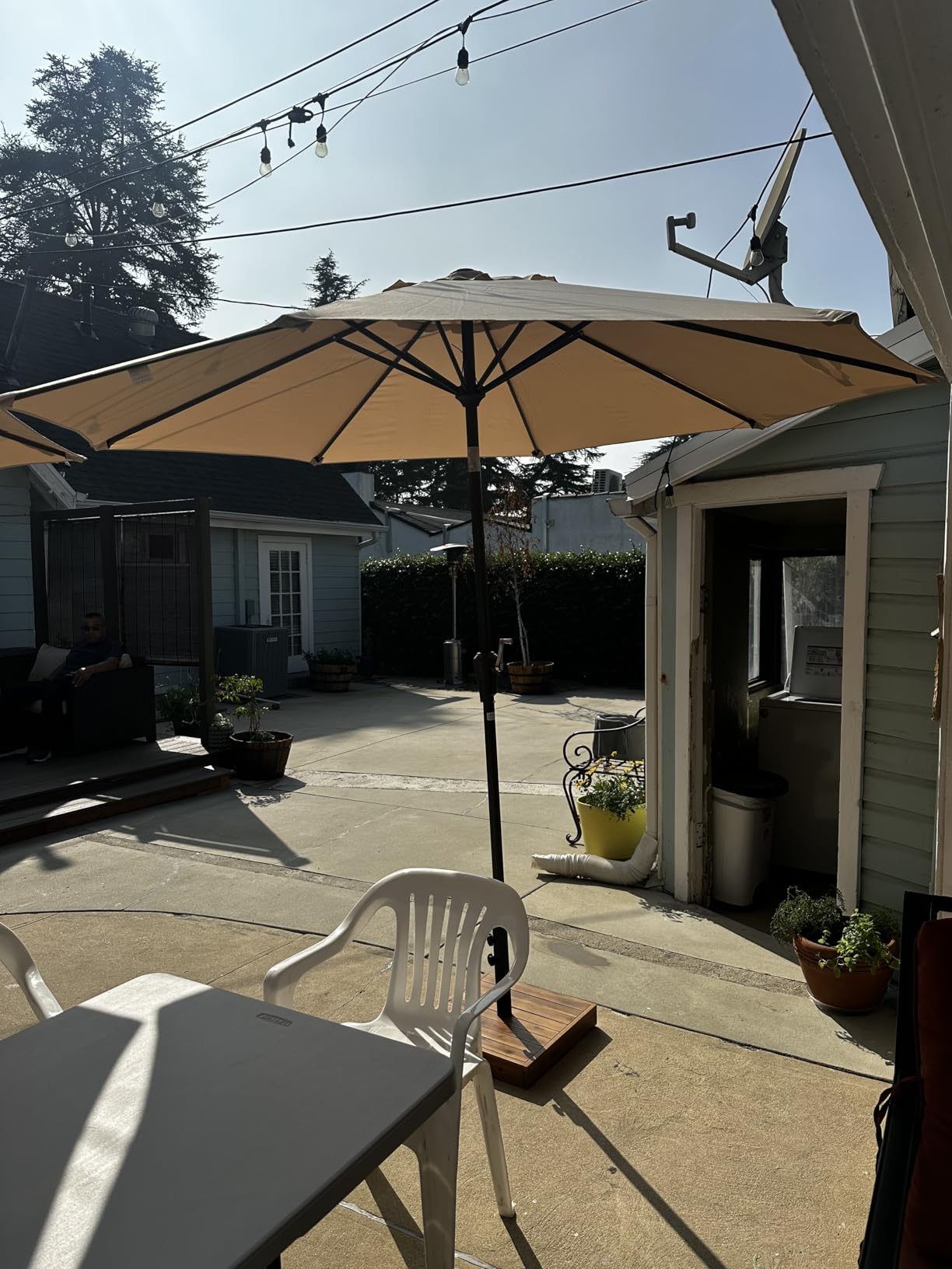 AreShark 9 FT Patio Umbrella for Outdoor, Outdoor Umbrella with Push Button Tilt and Crank, Outdoor Patio Umbrellas with 8 Sturdy Ribs for Market, Garden, Deck, Backyard, Pool (Navy) - Customer Photo 1