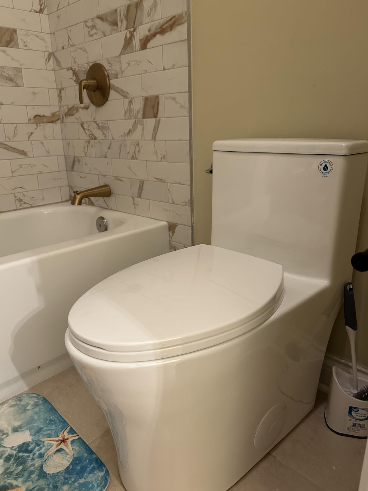 KE KING One Piece Toilet with Powerful Flush, Compact Toilet Elongated Side Lever Flush 1.28 GPF, Sleek Design White Toilet Bowl, MAP Score 1000g, 12'' Rough-in, Certified Quality - Customer Photo 1