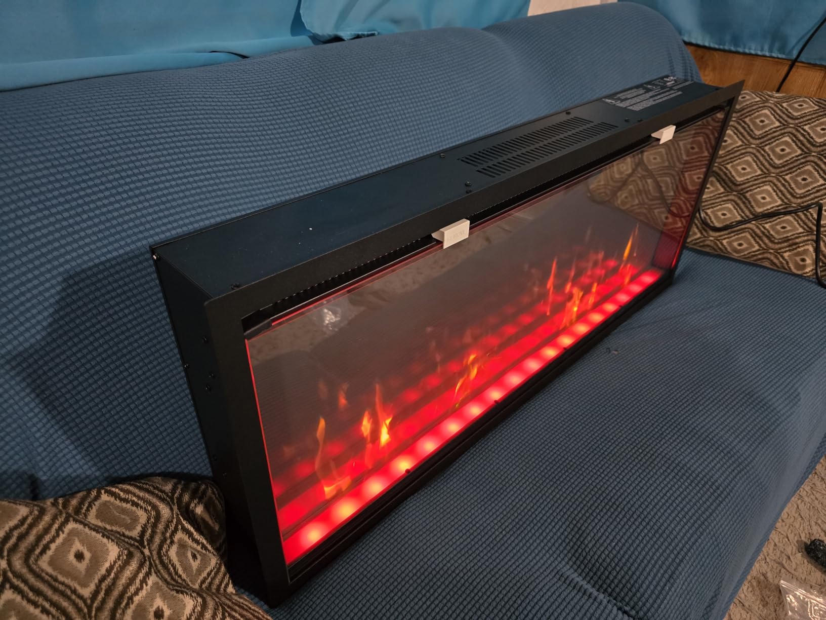 PuraFlame Herman 36 Inch Smart Linear Electric Fireplace - Premium Flame with 9 Colors, Clean Design, Recessed in-Wall or Wall-Mount or Free Standing, Compatible with Alexa and Google Assistant - Customer Photo 1