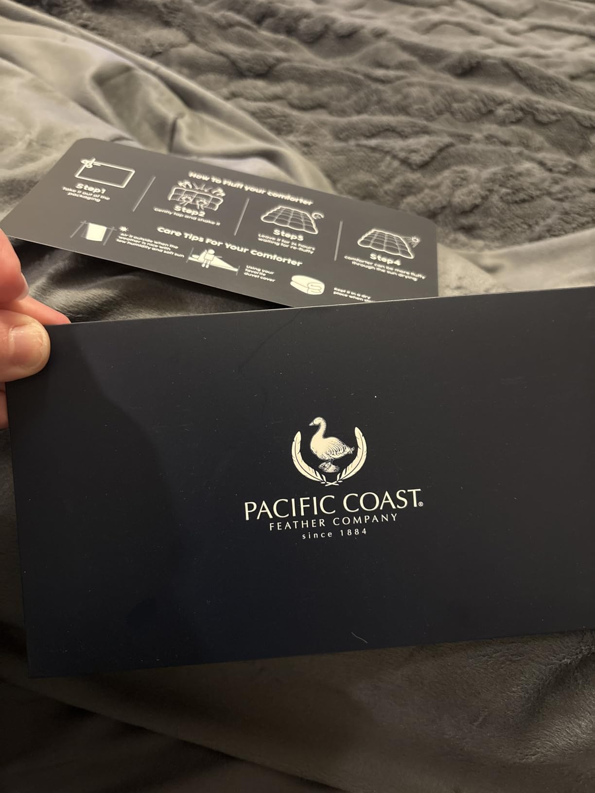 Pacific Coast Goose Feather Down Fiber Comforters King Size, Extra Fluffy White Duvet Insert, Ultra-Soft, Breathable, All Season Hotel Luxury Bedding Comforters, 8 Corner & Center Loops (106