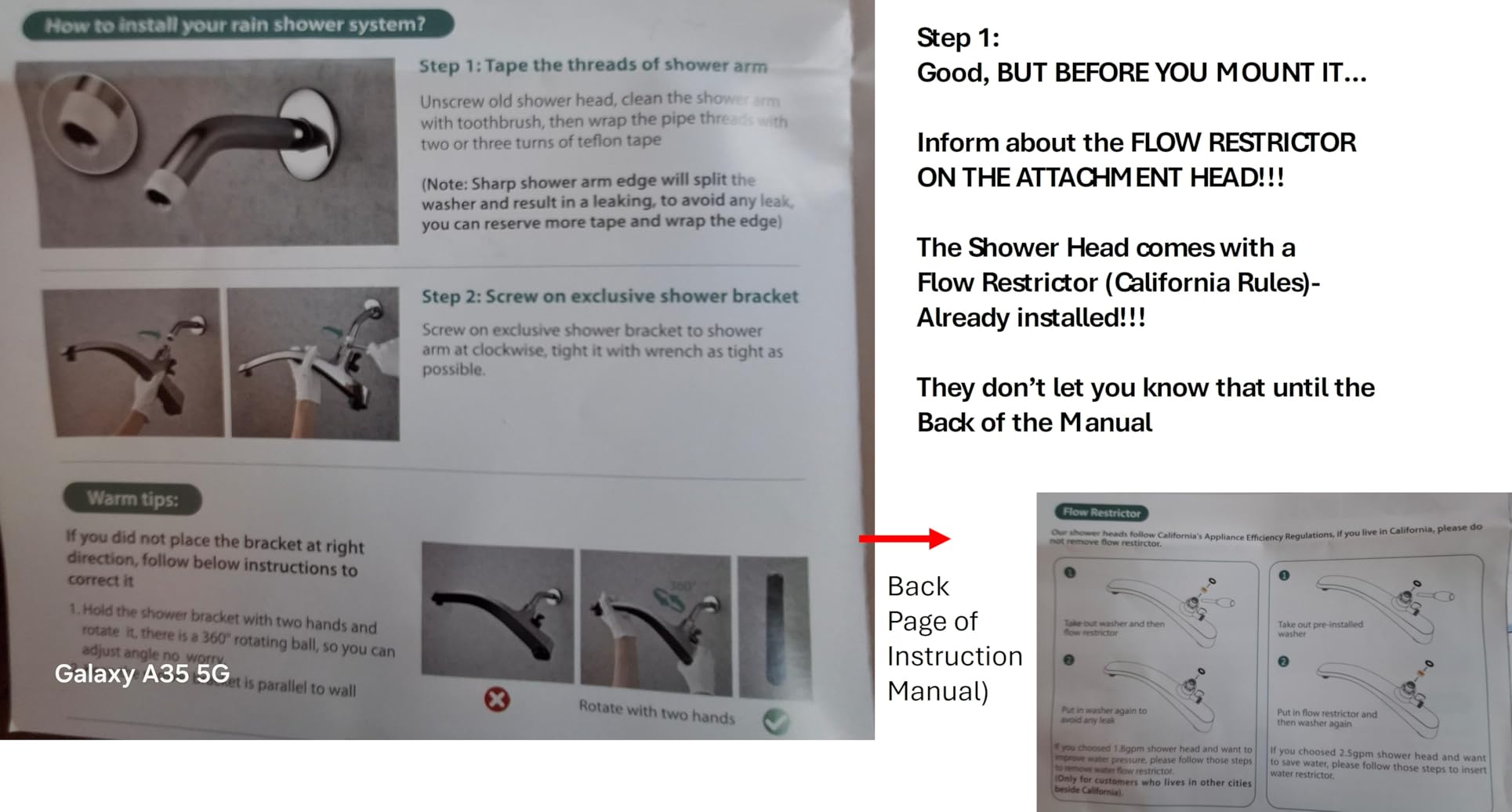 High Pressure Rain Shower Head: Upgrade Shower Heads with Handheld Spray Combo with Fixed Showerhead and 10 Sprays Handheld Shower Head, Detachable Shower head Built-in Magnetic Docking and Power Jets - Customer Photo 4