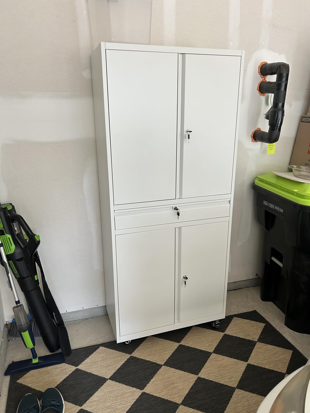 SISESOL Metal Storage Cabinet with Wheels,75 inch Tall Rolling Garage Storage Cabinet with Lock,Black Metal Cabinets with Wheels and Shelves,Deep Heavy Duty Tool Locker for Garage,Home,Office,Shop - Customer Photo 2