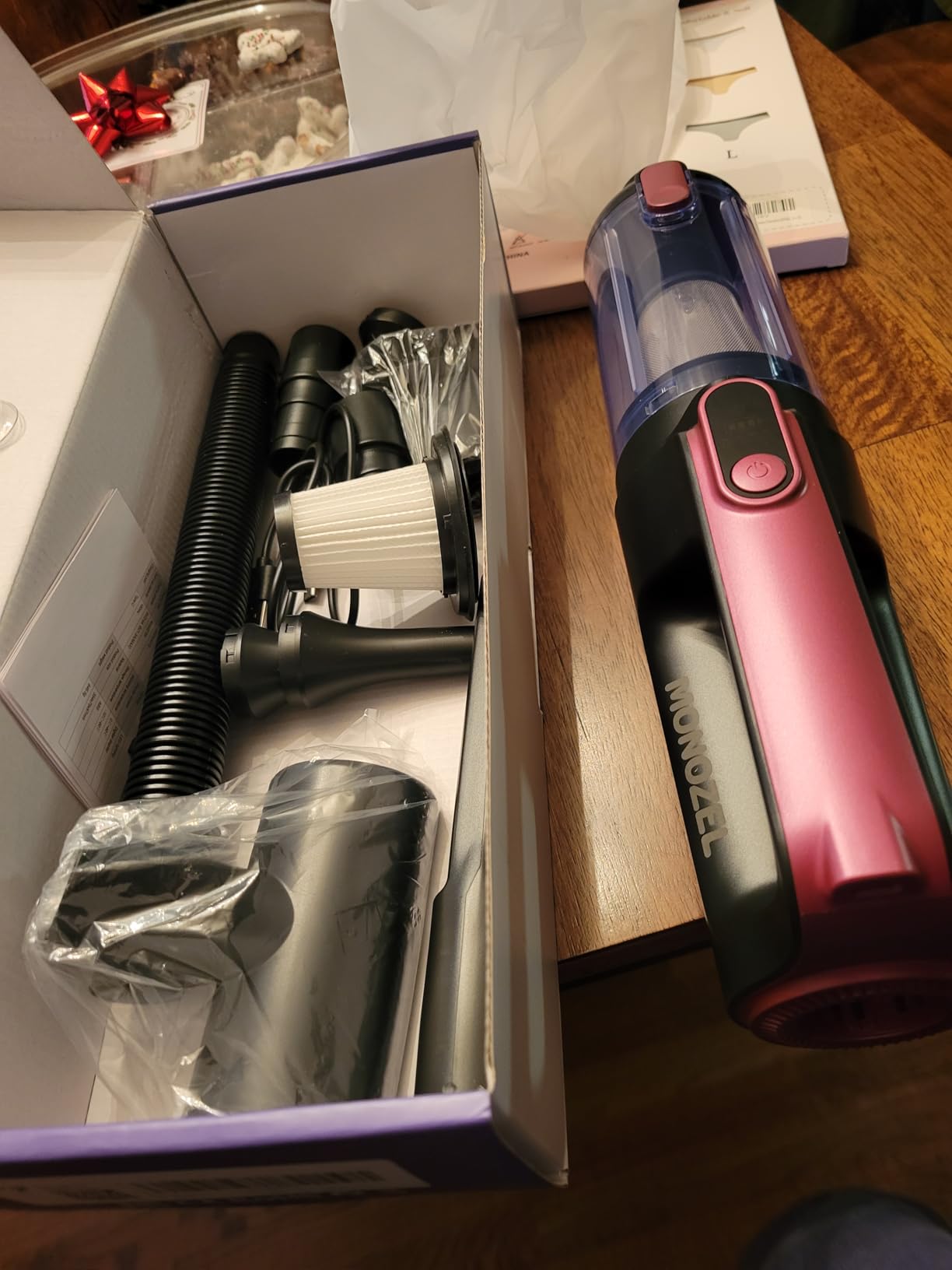 MONOZEL Car Vacuum Portable Cordless, 18000Pa 2 in 1 Vacuum Cleaner&Air Duster, 130W Brushless Motor Handheld Vacuum Cordless with 7800mAh Battery, LED Light, Multi-Nozzles for Car, Home, Office, Pet - Customer Photo 2