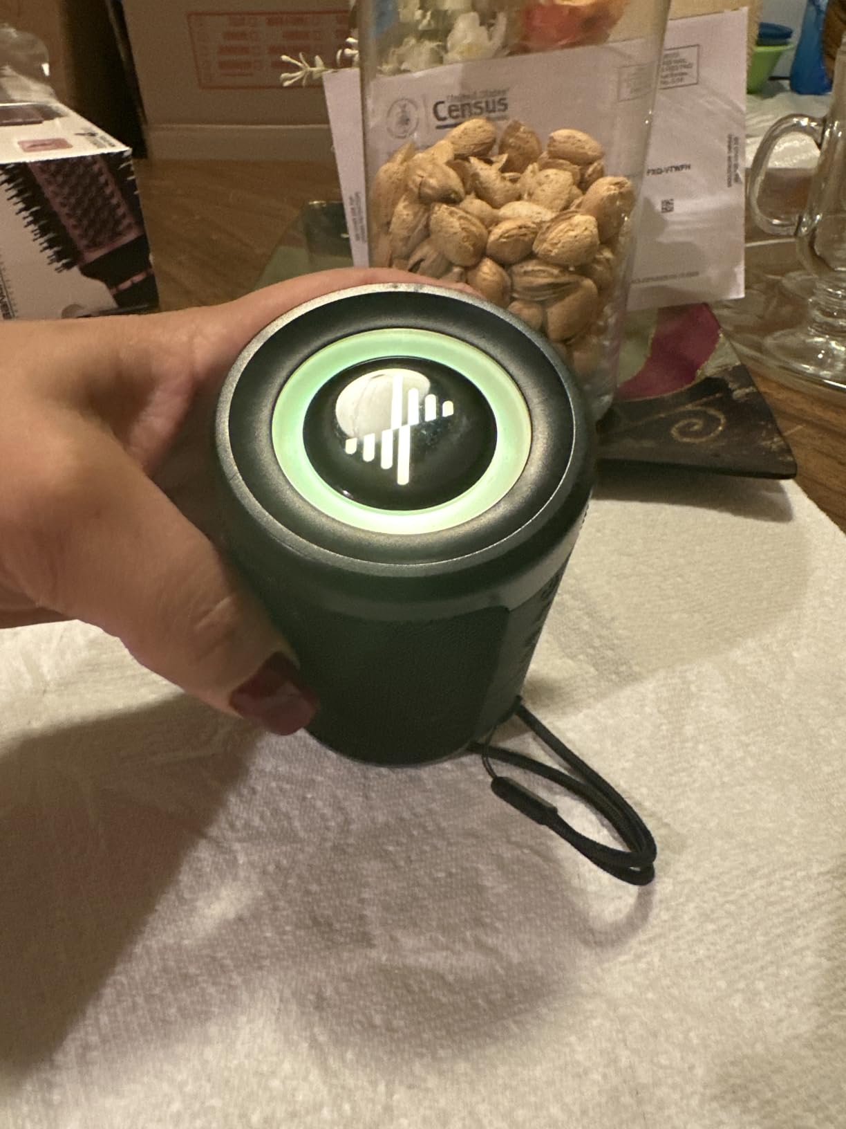 LENRUE Small Portable Bluetooth Speaker with Lights, TWS Stereo Surround Sound, Type C Powered, Bluetooth 5.3 - Customer Photo 1