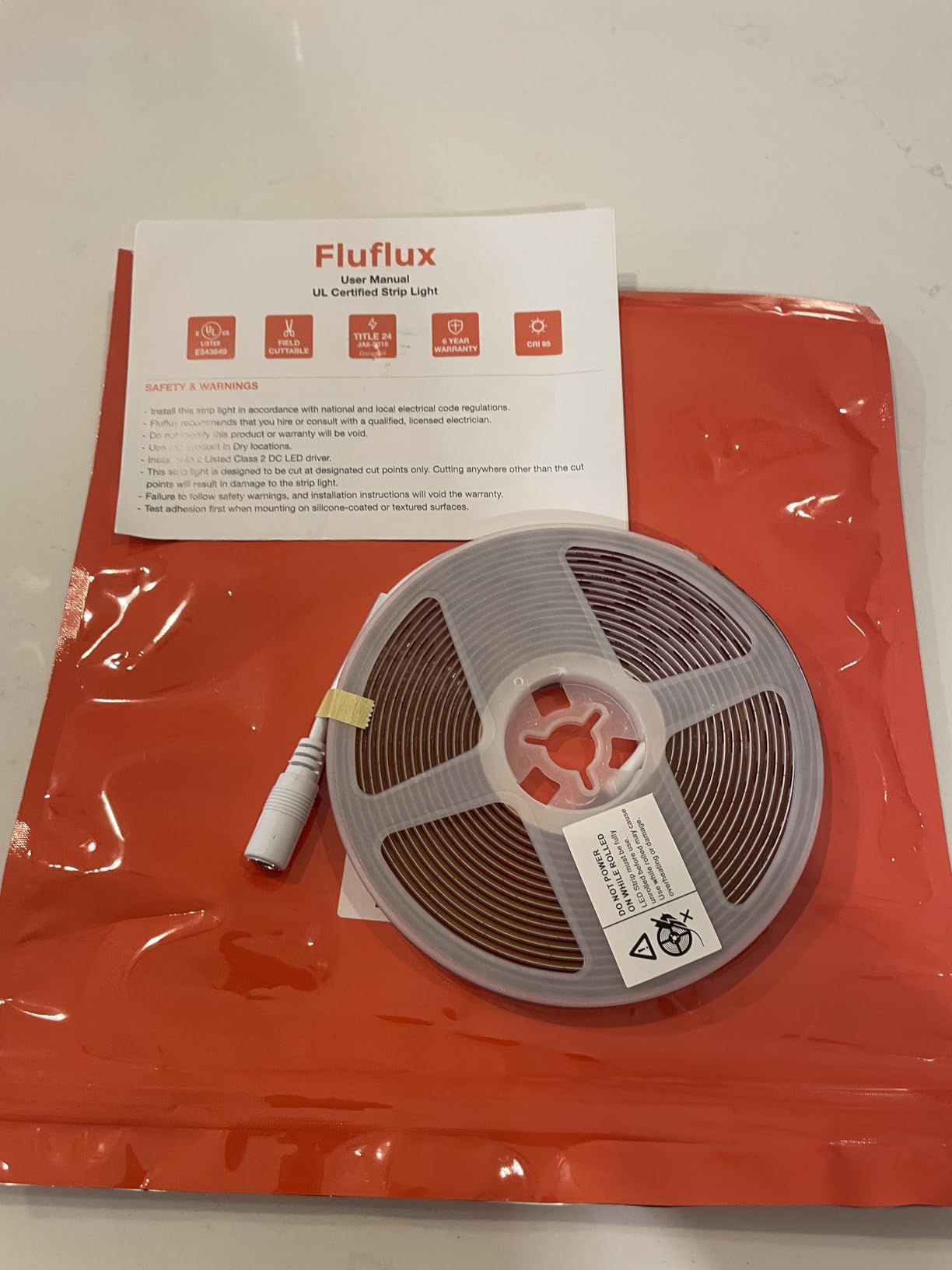 COB LED Strip Lights 3500K, 24Volt Premium Diffused LED Tape Light with Strong 3M VHB Adhesive, CRI 95, UL Listed, Flexible, Dimmable, 5W/FT for Living Room, Stairs (No Power Supply) - Customer Photo 1