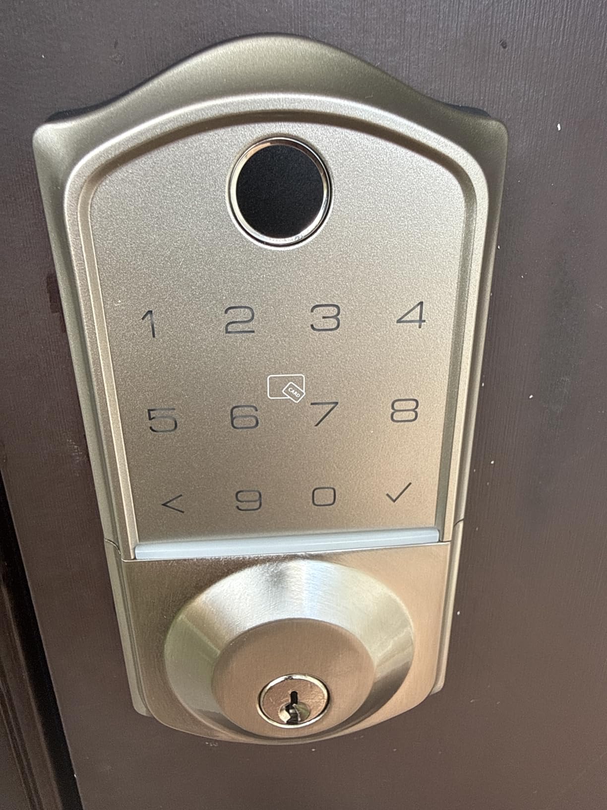 Veise VE017 Fingerprint Smart Door Lock, App Control, 8-in-1 Keyless Entry, Auto Lock, Emergency Power Port, Electronic Touchscreen Keypad, Biometric Smart Locks for Front Door, Satin Nickel - Customer Photo 1