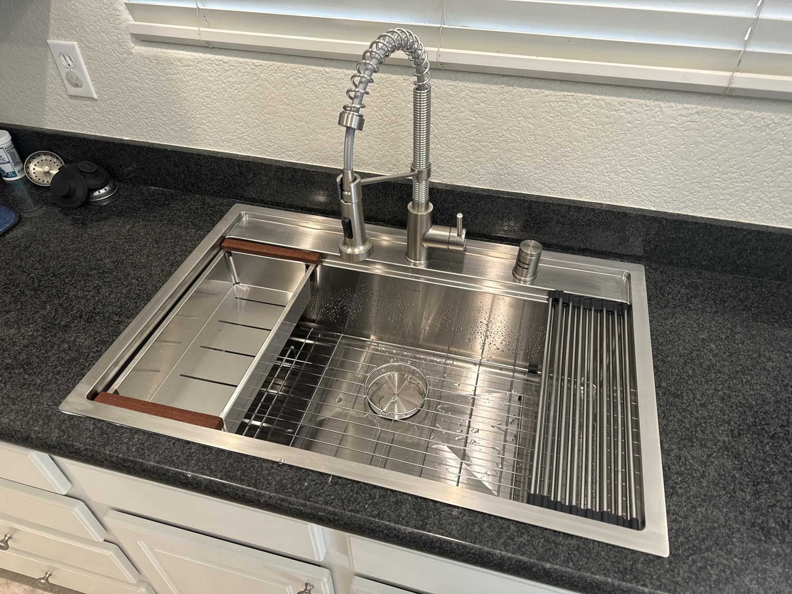 Sarlai Outdoor Sink - 21 x 20 Inch Drop In Workstation Kitchen Sink with Dust Lid and Faucet 16 Gauge Stainless Steel Single Bowl Bar Basin with Cutting Board BBQ Basin Outside - Customer Photo 1