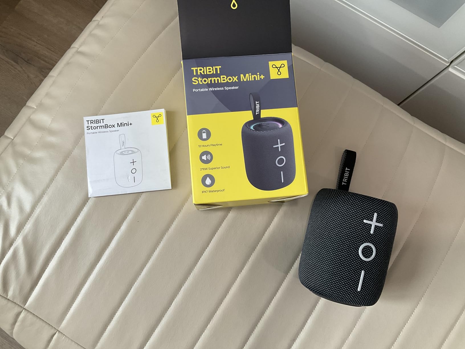 Tribit StormBox Mini+ Portable Bluetooth Speaker, 12W Wireless Speaker with 360° Surround Sound, 12H Playtime, Custom EQ, BT5.4, IPX7 Waterproof, RGB Lights, Type-C, TWS, AAC/SBC - Customer Photo 1