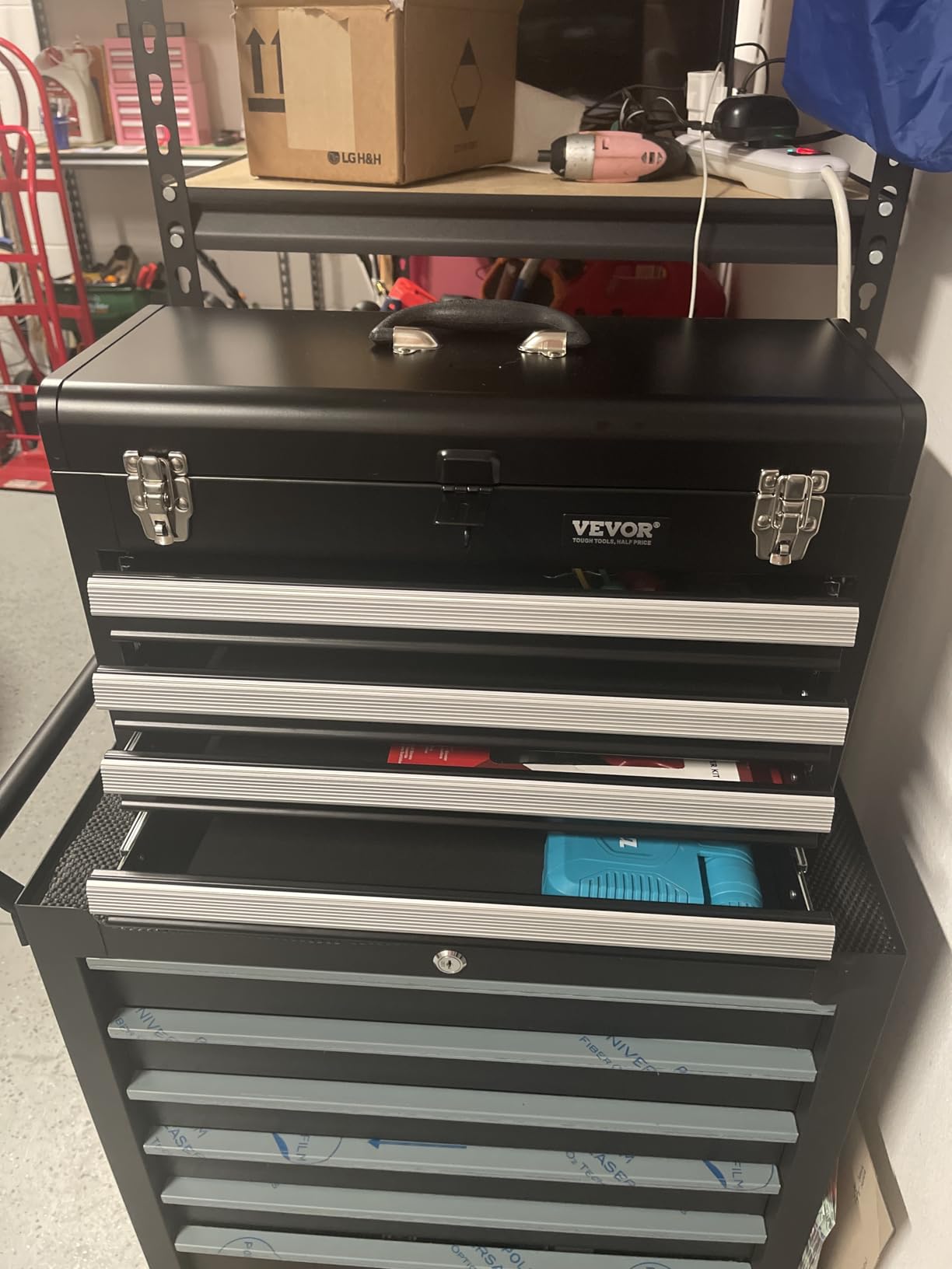 VEVOR Metal Tool Box, 20.5-inch, Portable Metal Tool Box with 4 Drawers, Small Tool Chest with EVA Liners, Ball Bearing Slide Drawers Locking - Customer Photo 2
