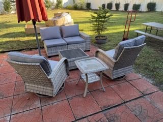 6-Piece Outdoor Patio Furniture Set Wicker Sectional Sofa Set, Patio Conversation Set with Thickened Cushions & Coffee Table for Garden, Backyard, Poolside, Dark Grey - Customer Photo 1