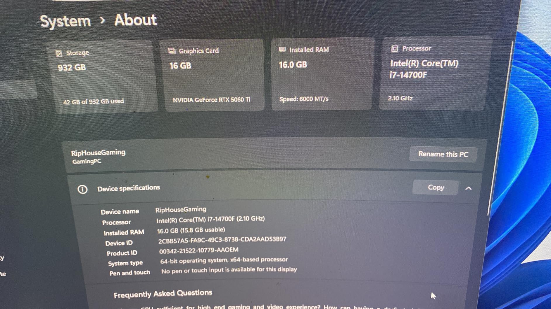 CyberPowerPC Gamer Xtreme VR Gaming PC, Intel Core i7-14700F 2.1GHz, GeForce RTX 5060 Ti 16GB, 16GB DDR5, 1TB PCIe 4.0 SSD, WiFi Ready & Windows 11 Home (GXiVR8040A17) - Customer Photo 1