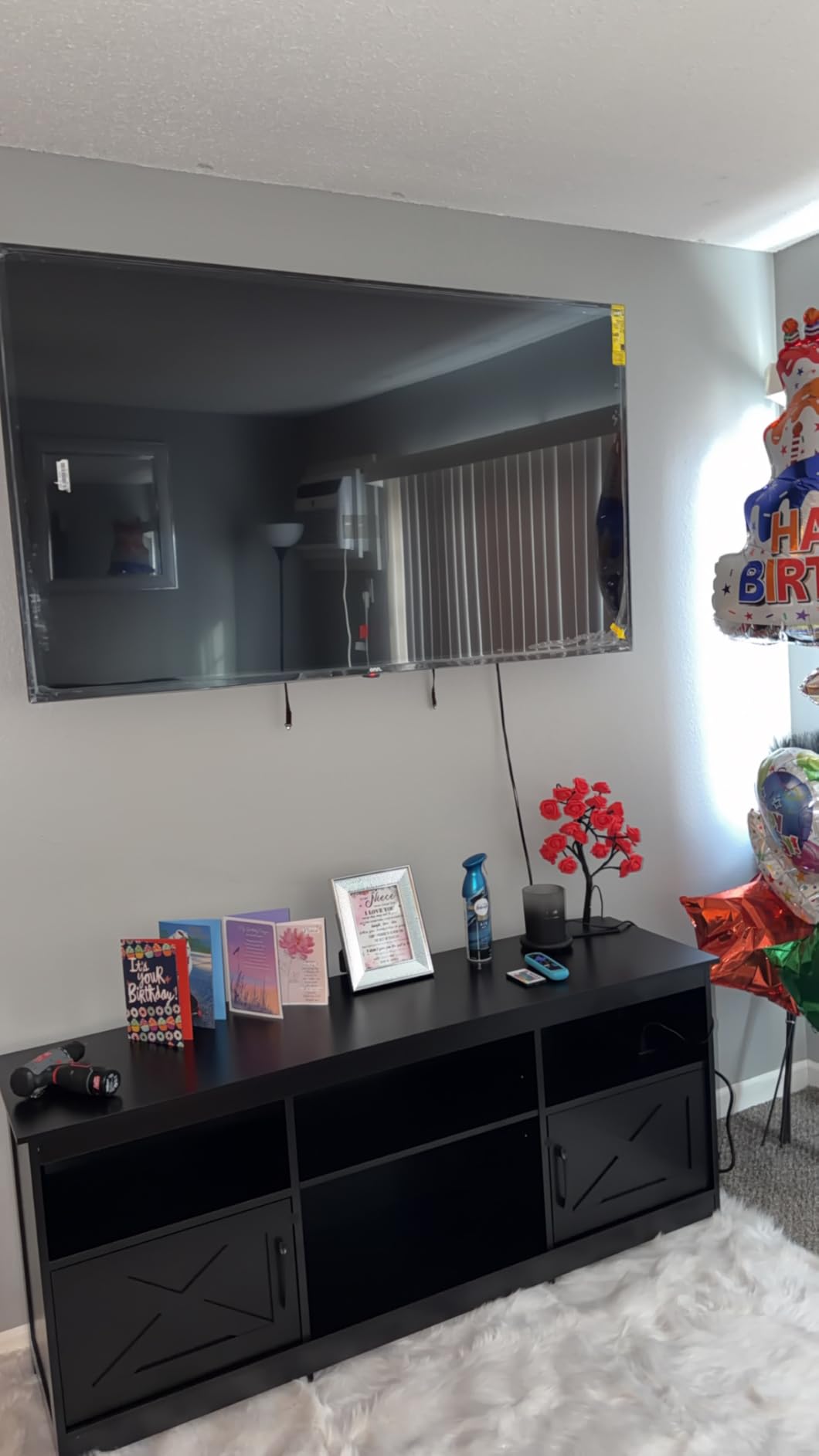 YITAHOME TV Stand for 65 Inch TVs, Entertainment Center with Storage Cabinets, Power Outlet & LED Light, Media TV Console with Barn Doors for Living Room, Black - Customer Photo 1