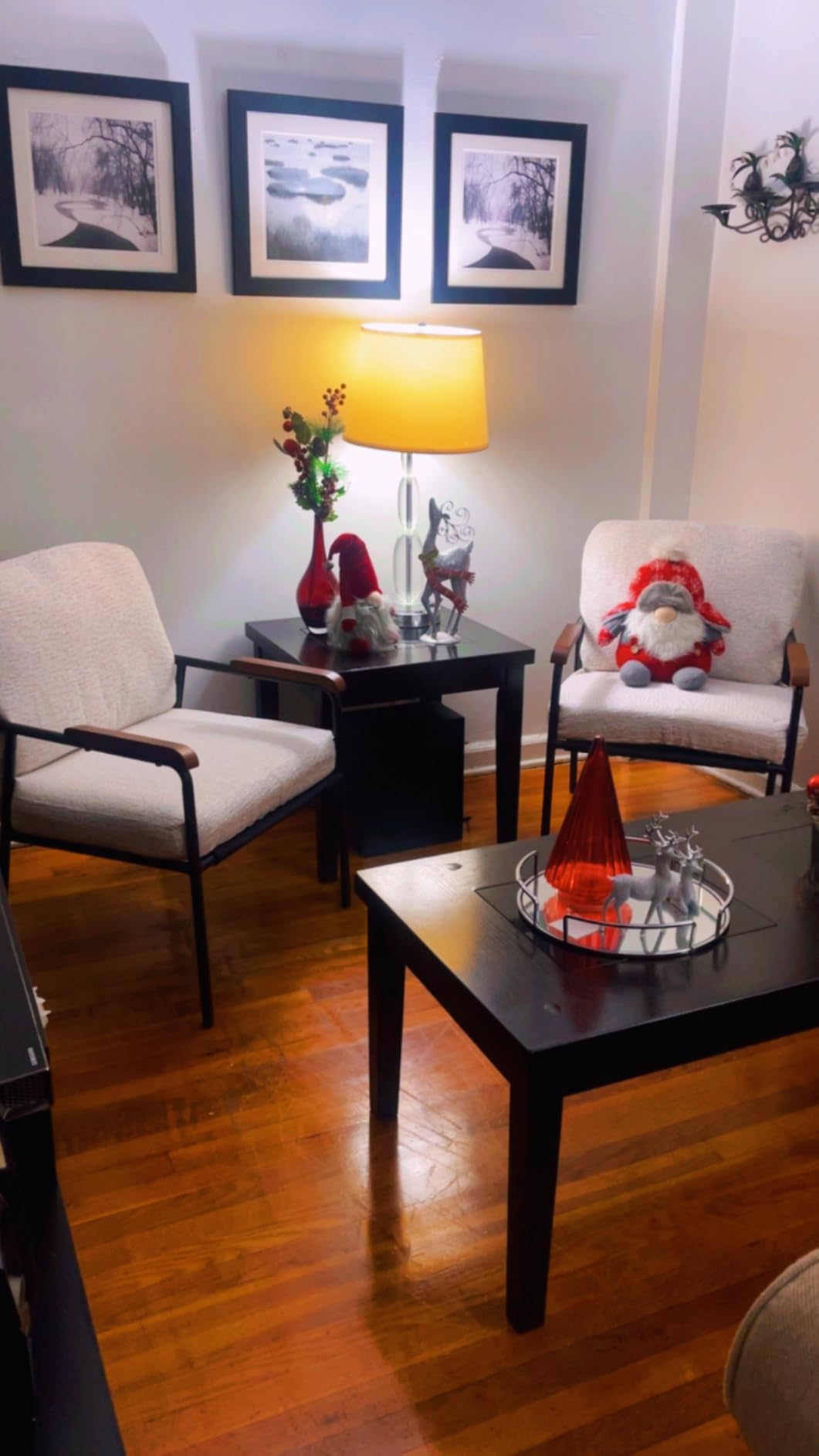 VINGLI Mid-Century Modern Accent Armchiar for Small Space, Small Comfy Upholstered Leisure Reading Chair with Wood Armrest for Bedroom, Living Room, Waiting Room, Linen Beige - Customer Photo 2