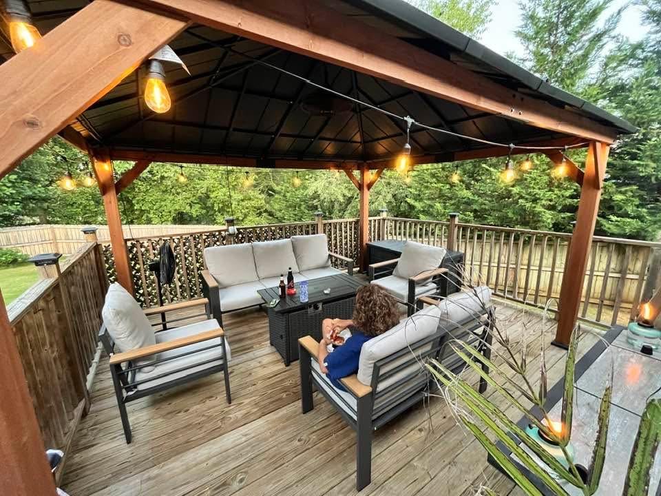 Aoxun Aluminum Outdoor Patio Furniture Set, 4 Seats Outdoor Sectional with Coffee Table, Patio Conversation Sets with Upgraded Armrests and Cushions for Backyard, Garden and Poolside - Customer Photo 3