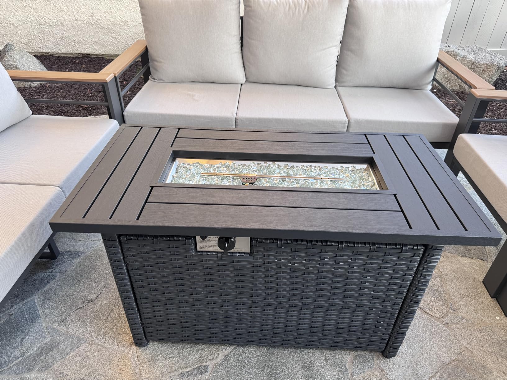 Aoxun Aluminum Outdoor Patio Furniture Set, 5 Seats Outdoor Sectional with Coffee Table, Patio Conversation Sets with Upgraded Armrests and Cushions for Backyard, Garden and Poolside - Customer Photo 2