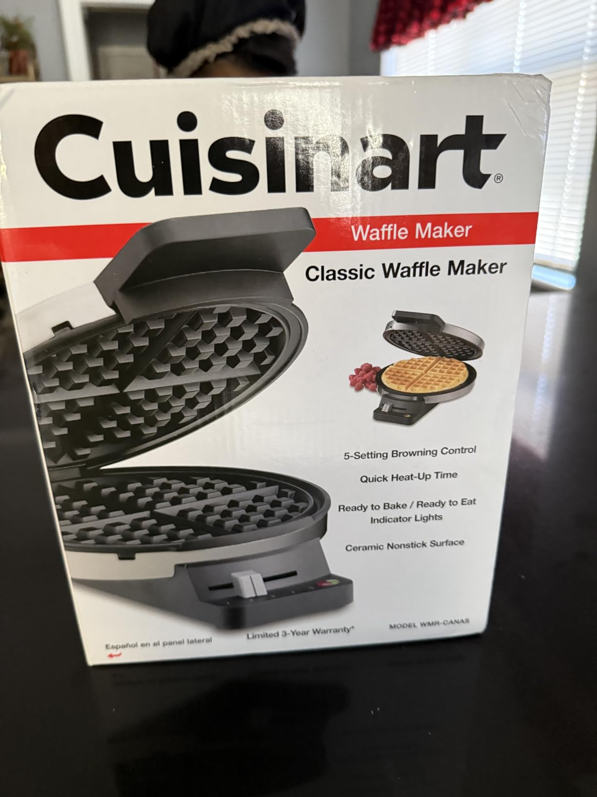Cuisinart Waffle Maker, 1250W Round Classic Waffle Iron, 5-Setting Adjustable Browning Control, WMR-CANAS, Brushed Stainless - Customer Photo 2