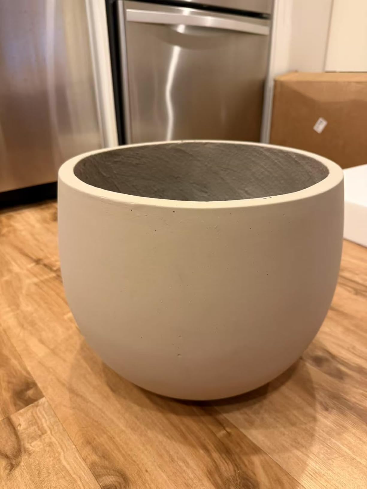 Ball Concrete Planter Outdoor Indoor, Large Tall Cement Plant Pots for Trees Flowers (Black, 20 inch) - Customer Photo 1