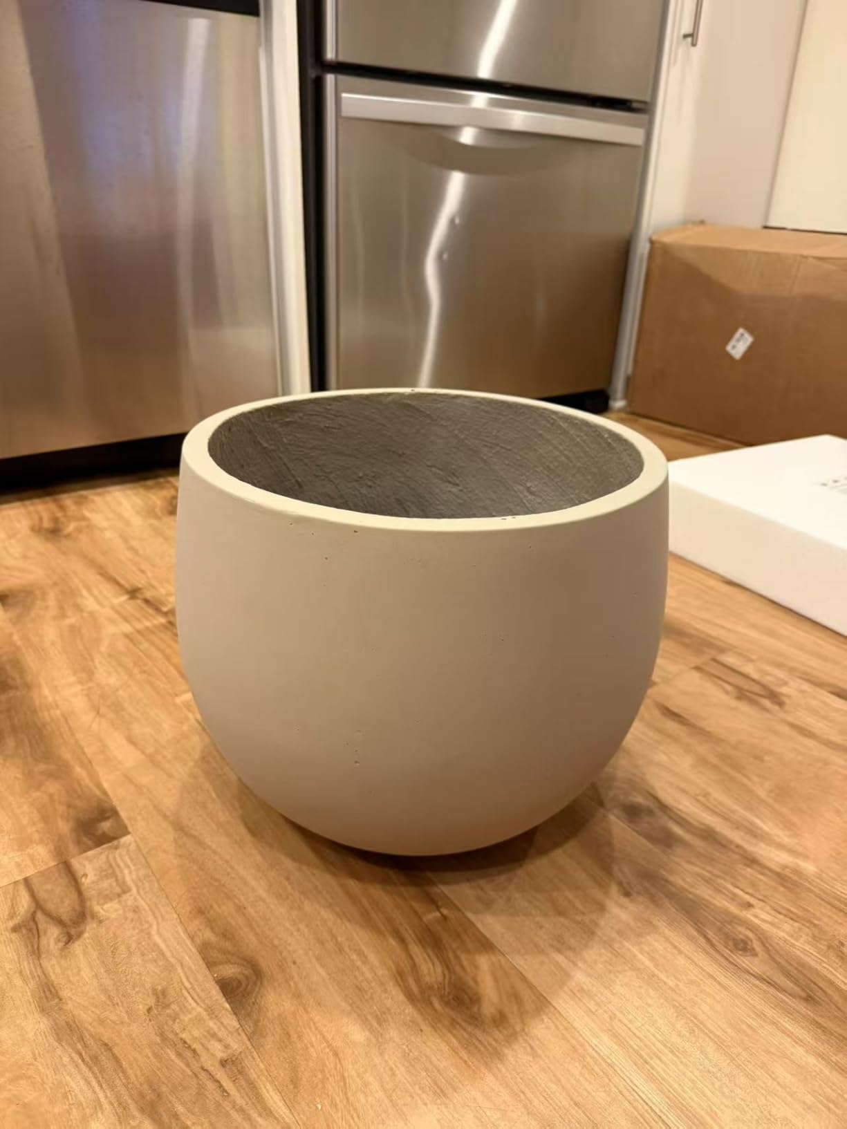 Ball Concrete Planter Outdoor Indoor, Large Tall Cement Plant Pots for Trees Flowers (Black, 20 inch) - Customer Photo 2