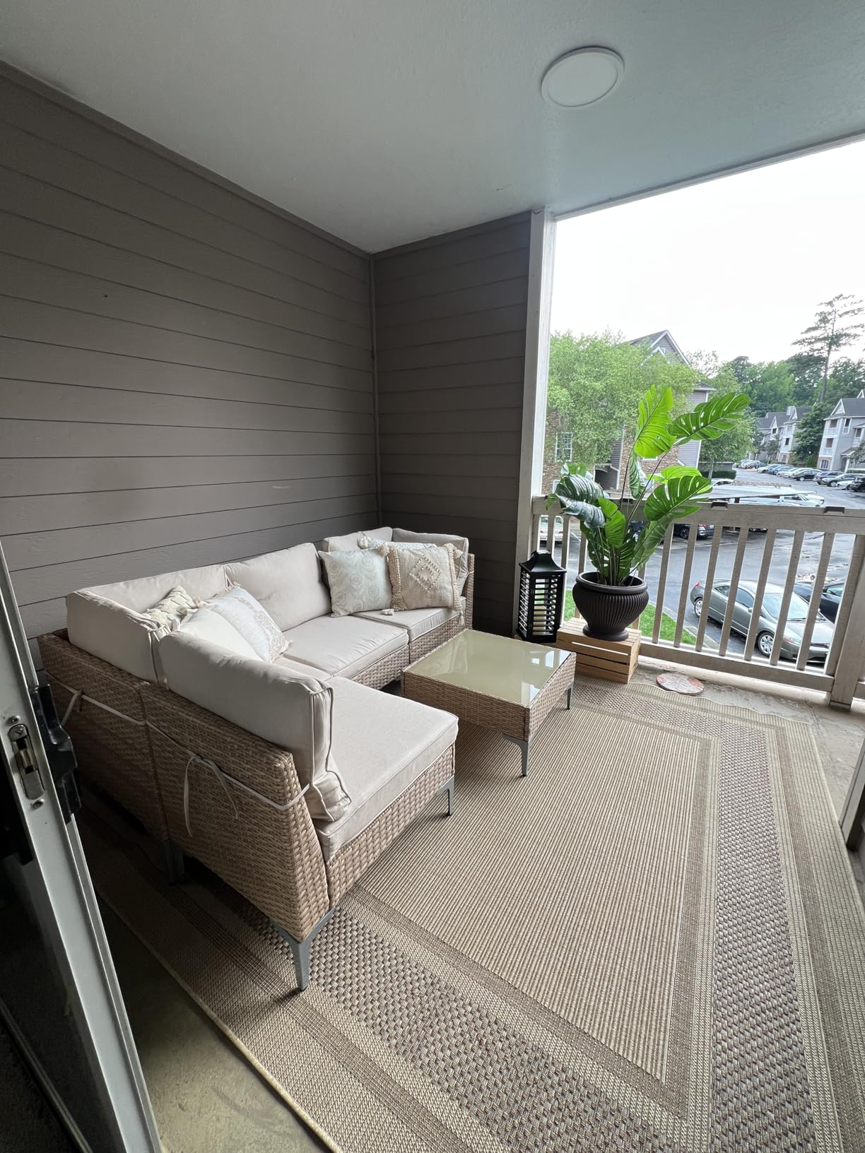 SunloungeCo 5-Piece Patio Furniture Set, Outdoor Wicker Sectional Sofa with Coffee Table, Anti-Slip & Thick All-Weather Cushions for Party, Garden, Backyard, Beige - Customer Photo 2