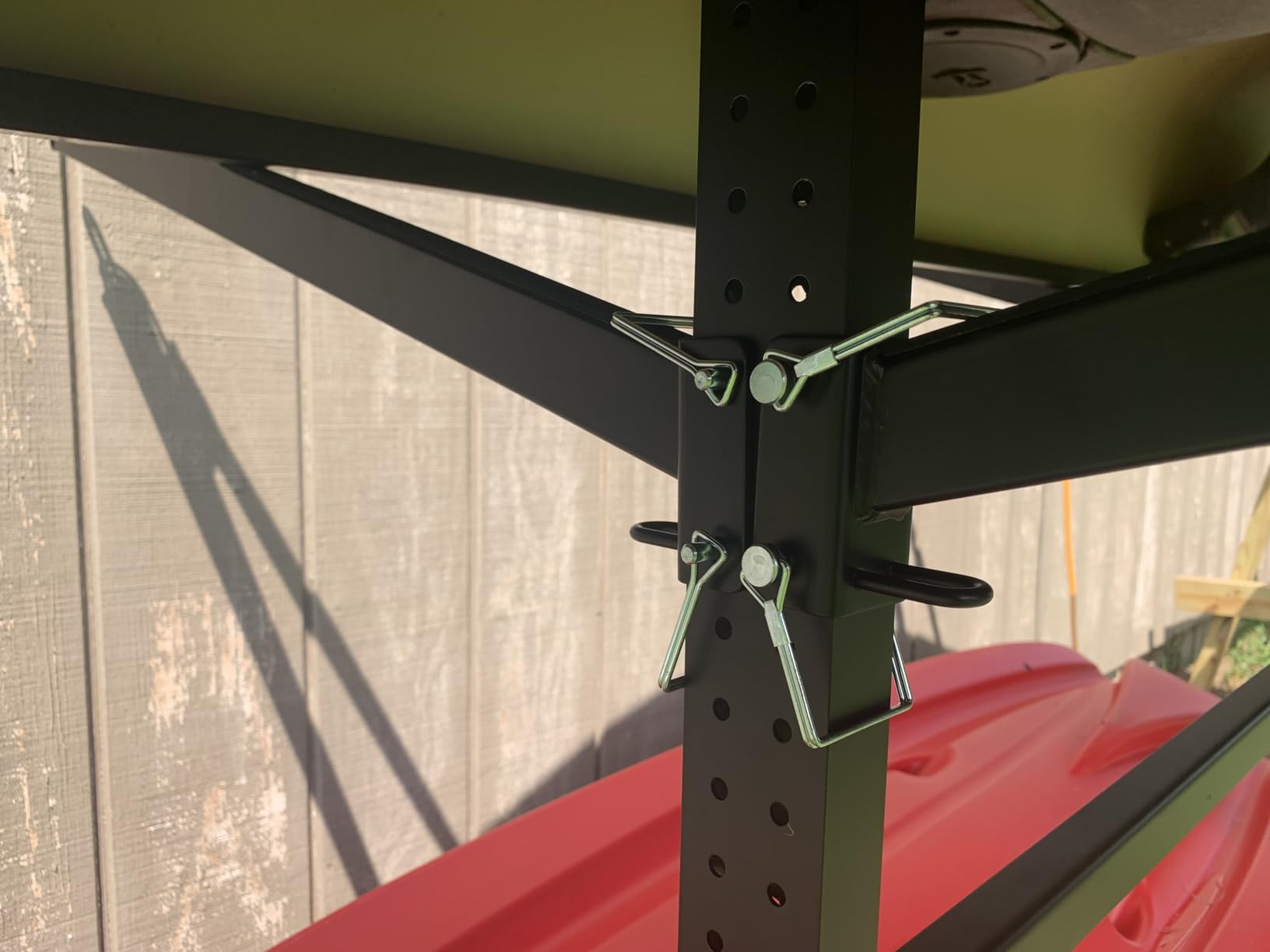 Teal Triangle Freestanding Kayak Storage Rack - Storage Rack for 4 Kayaks or Canoes - Premium Kayak Holder for Indoor & Outdoor Canoe storage - Adjustable Heavy Duty Kayak Storage Stand - Customer Photo 2