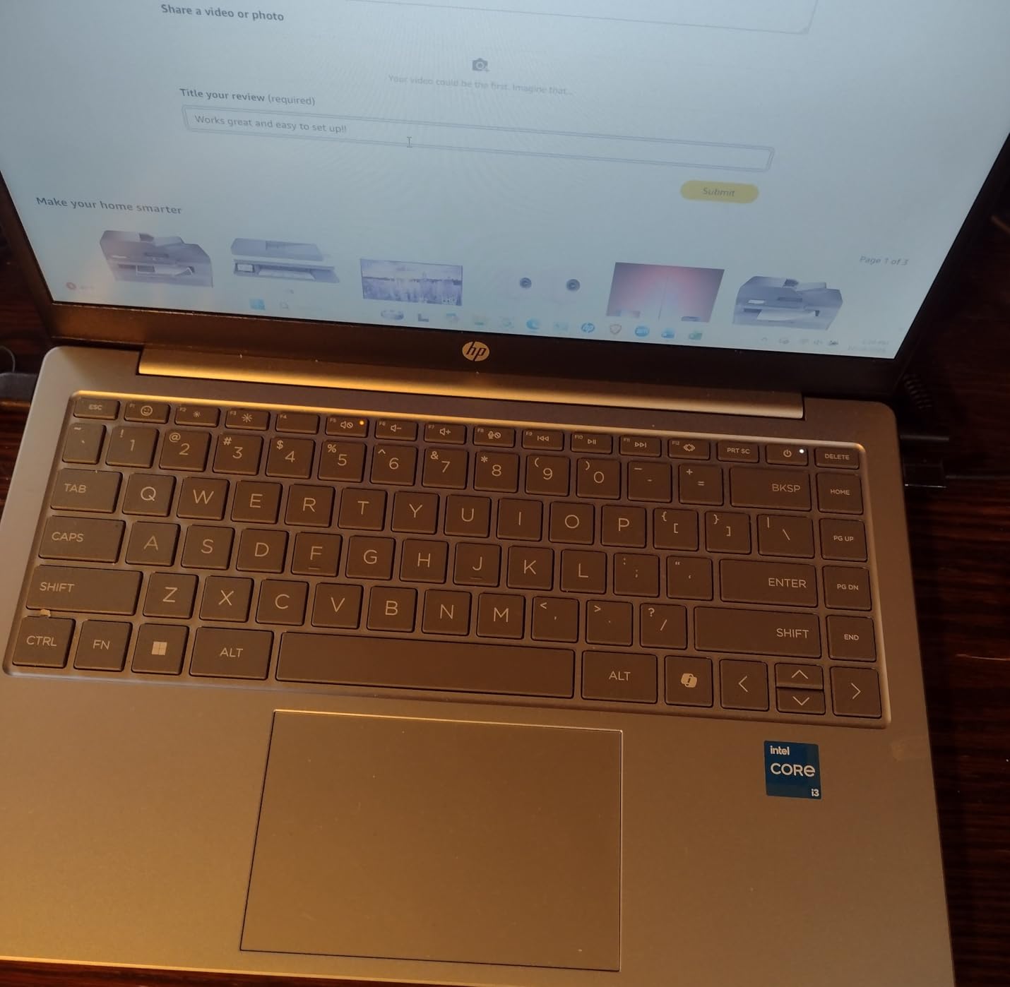 HP 14 inch Laptop, HD Display, Intel Core i3-N305, 8 GB RAM, 256 GB SSD, Intel UHD Graphics, Windows 11 Home in S Mode, Natural Silver, 14-ep0299nr - Customer Photo 1