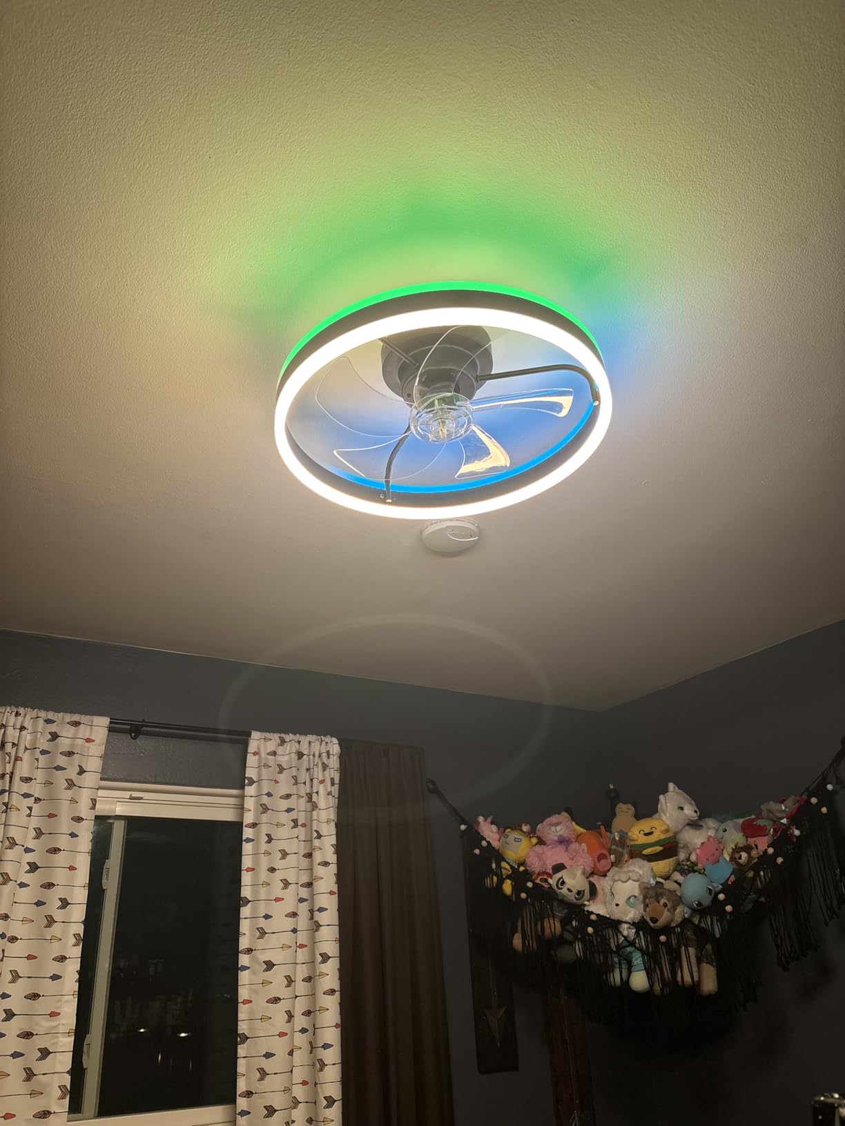 Lumary Smart WiFi Ceiling Fans with Lights, RGBAI Flush Mount Ceiling Fans with Lights and Remote, Dual Lighting Mode Modern LED Low Profile Ceiling Fan for Bedroom Works with Alexa Google, 20in White - Customer Photo 3