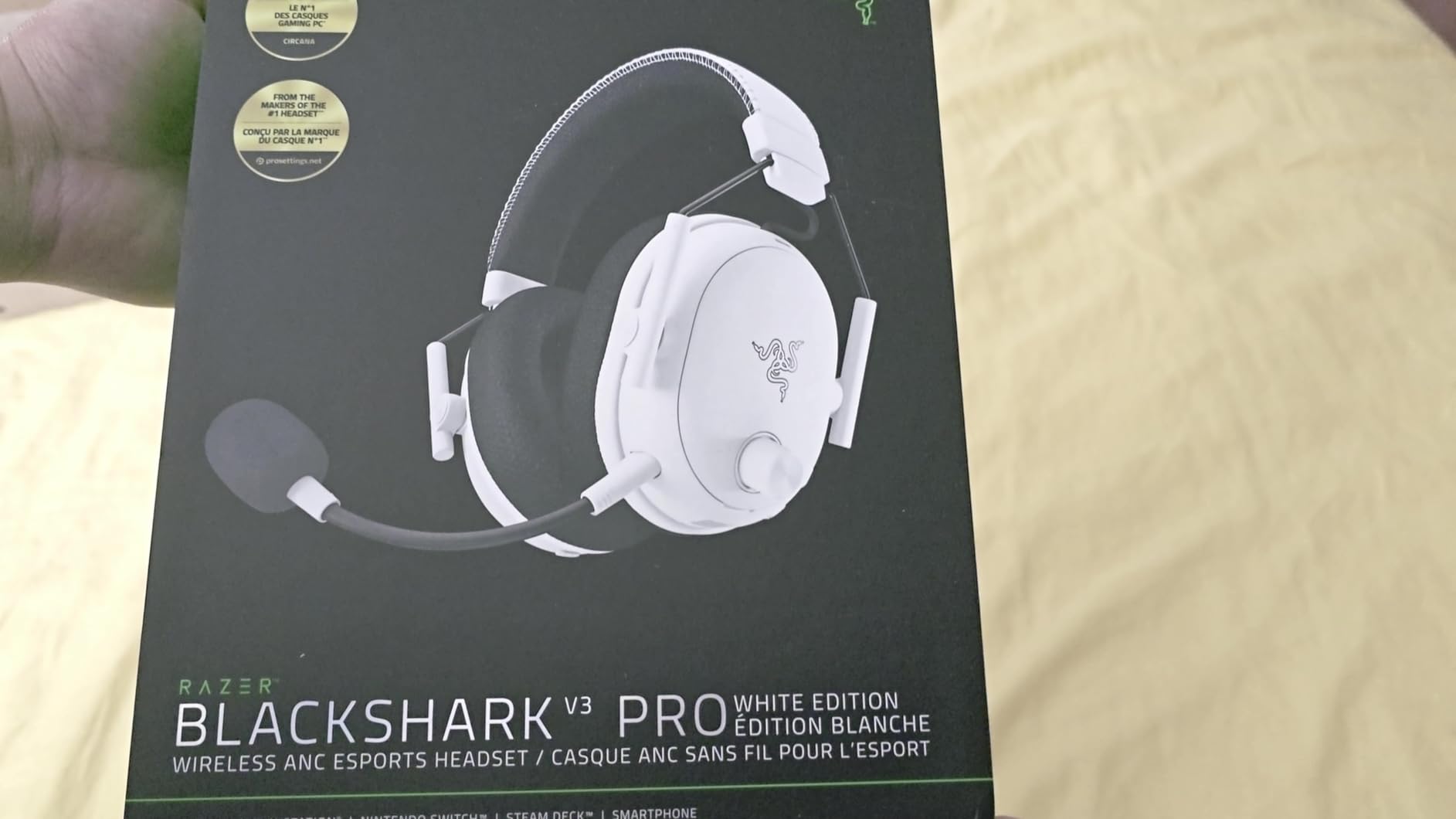 Razer BlackShark V3 Pro Wireless ANC Gaming Headset for PC: Full Band Mic - 50mm Drivers - 2.4 GHz, Bluetooth, USB, 3.5mm - Works with Mac, PS5, Nintendo Switch, Smartphone - 70 Hr Battery - Black - Customer Photo 2