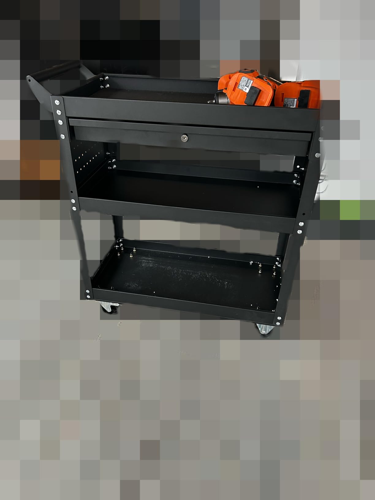 VEVOR 5-Tier Tool Cart with Wheels, 400 lbs Load Capacity, Rolling Work Cart with 2 Drawers & Pegboard, Mechanic Tool Storage Organizer with Locking System - Customer Photo 2