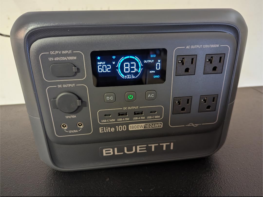 BLUETTI Elite 100 V2 Portable Power Station, 1024Wh LFP Battery Backup w/ 4 1800W AC Ports (3600W Surge), 35% Smaller, Fast Charge and UPS Solar Generator for Camping, Road Trip, Outages, Home Backup - Customer Photo 1