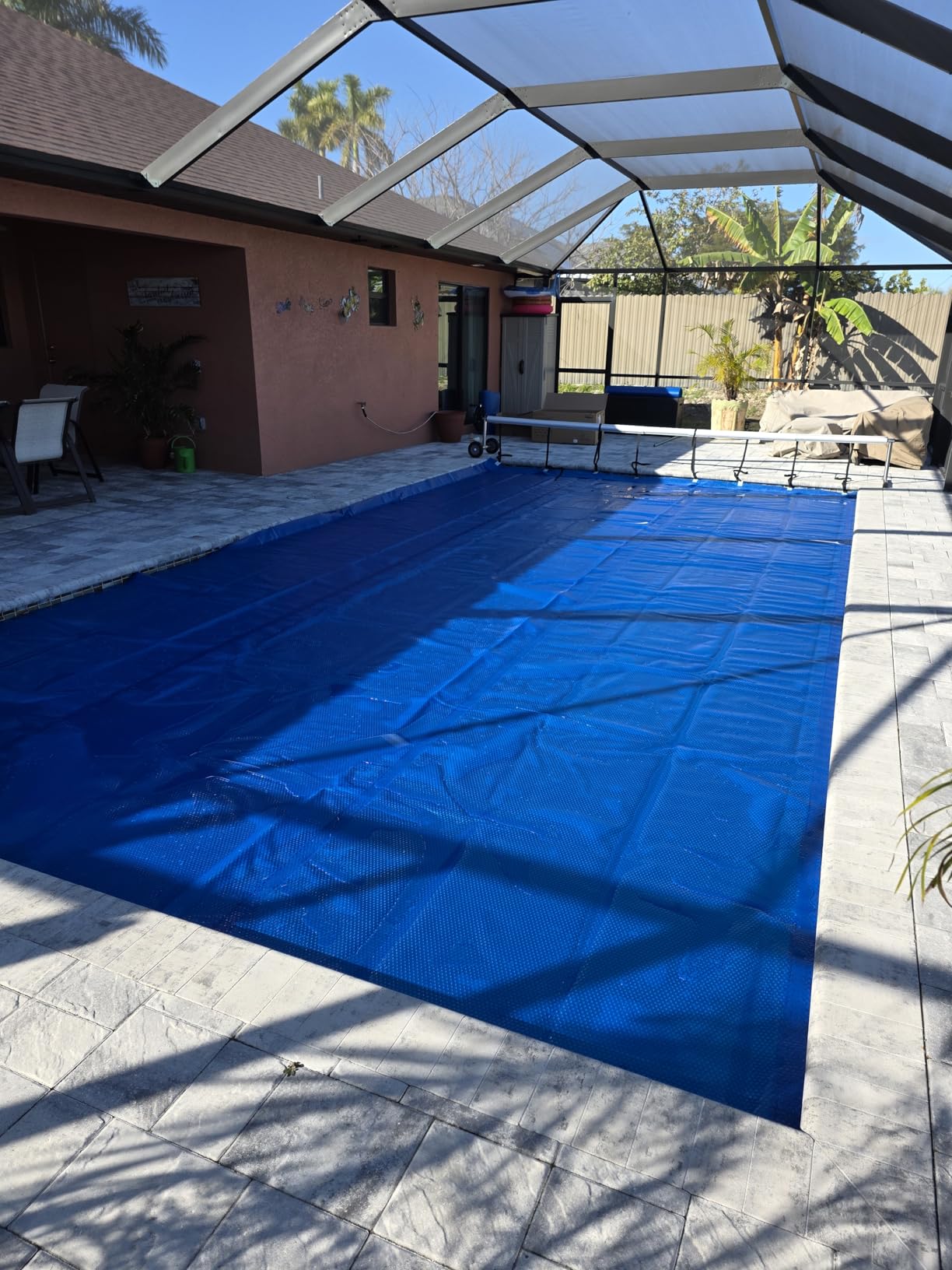 Solar Pool Cover, Durable 16 mil 16 × 32 ft Pool Covers for Inground & Above Ground Pools, Solar Pool Heater, Rectangle Solar Blanket with Bubbles, Blue - Customer Photo 1