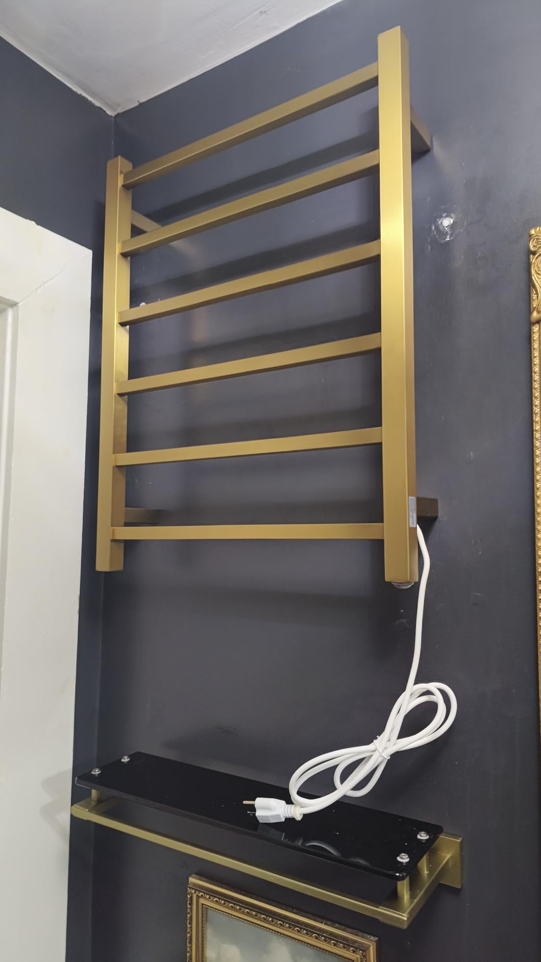 SHARNDY Electric Towel Warmer with Built-in Timer - Wall Mounted Heated Towel Rack Bathroom, Plug-in Design & Brushed Stainless Steel - Customer Photo 1