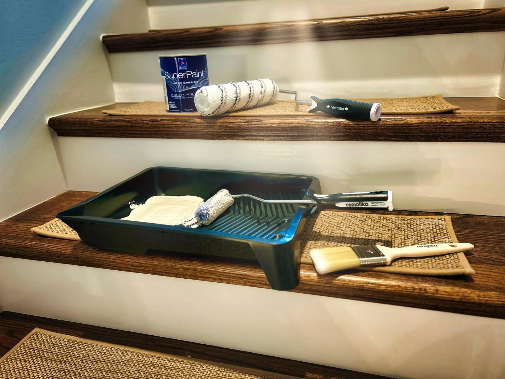 Remolika 10 - Pack 4 Inches Mini Paint Roller Covers for Smooth and Lint-Free Finish - 1/2 Nap - Made in Italy - Premium Microfiber Roller Naps for All Paints and Stains - Customer Photo 1