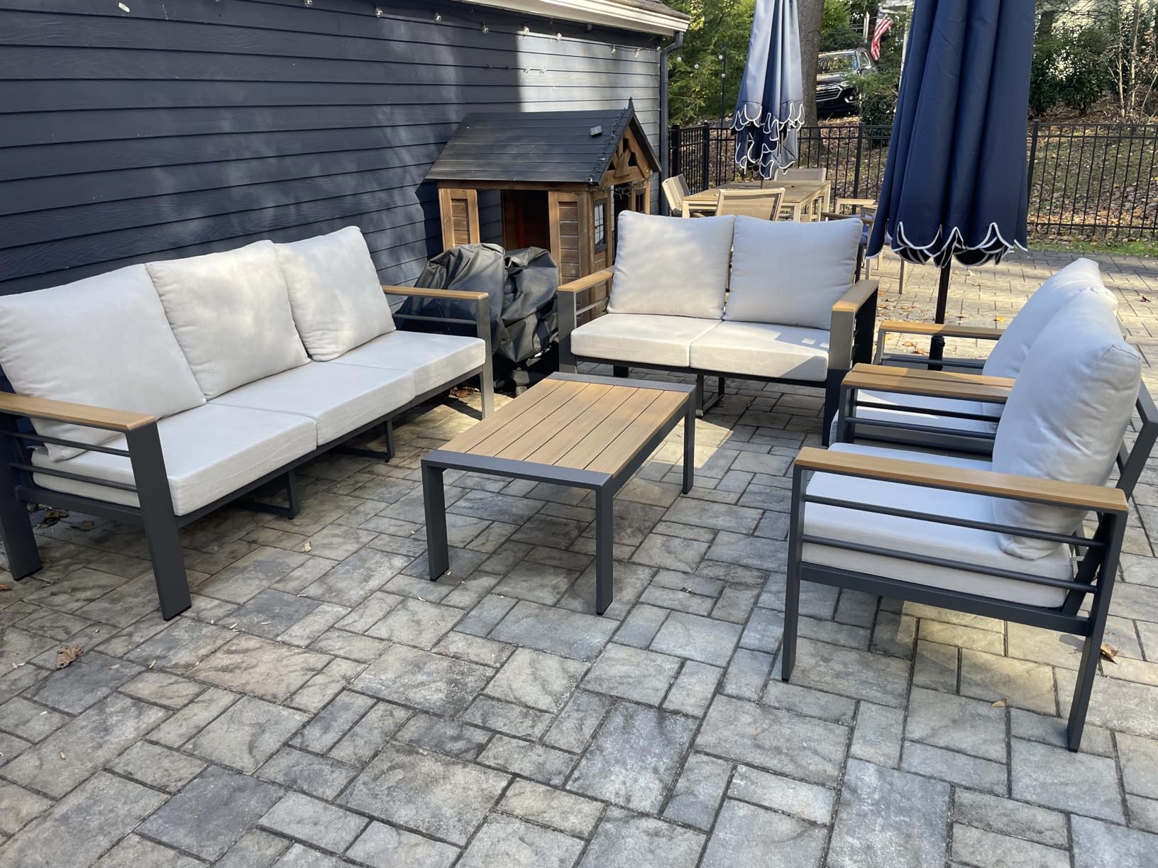 Aoxun Aluminum Patio Furniture Set 7 Seats, Oversized Outdoor Sectional with Washable Thick Cushions, Coffee Table and Waterproof Cover, Patio Conversation Sets for Porch, Balcony, Deck - Customer Photo 2
