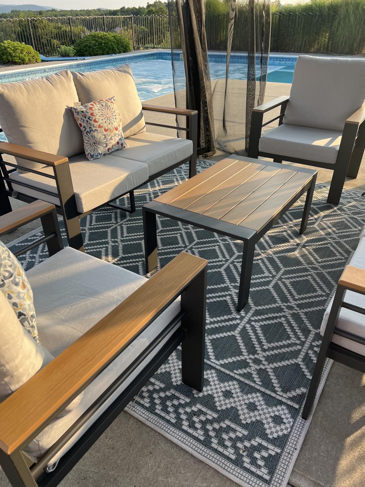 Aoxun Aluminum Patio Furniture Set 7 Seats, Oversized Outdoor Sectional with Washable Thick Cushions, Coffee Table and Waterproof Cover, Patio Conversation Sets for Porch, Balcony, Deck - Customer Photo 4